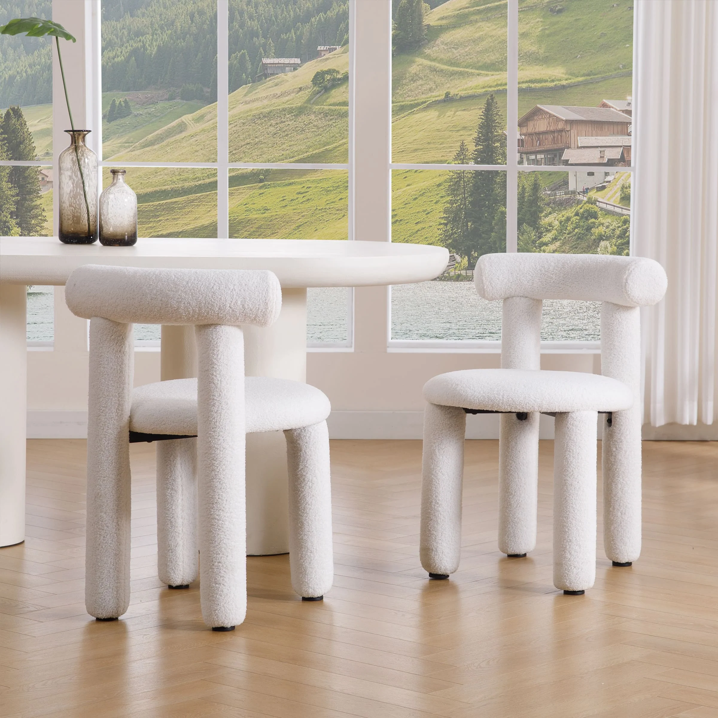 Modern Sherpa Cute Dining Chairs Set of 2 - 3136DC - Image 2