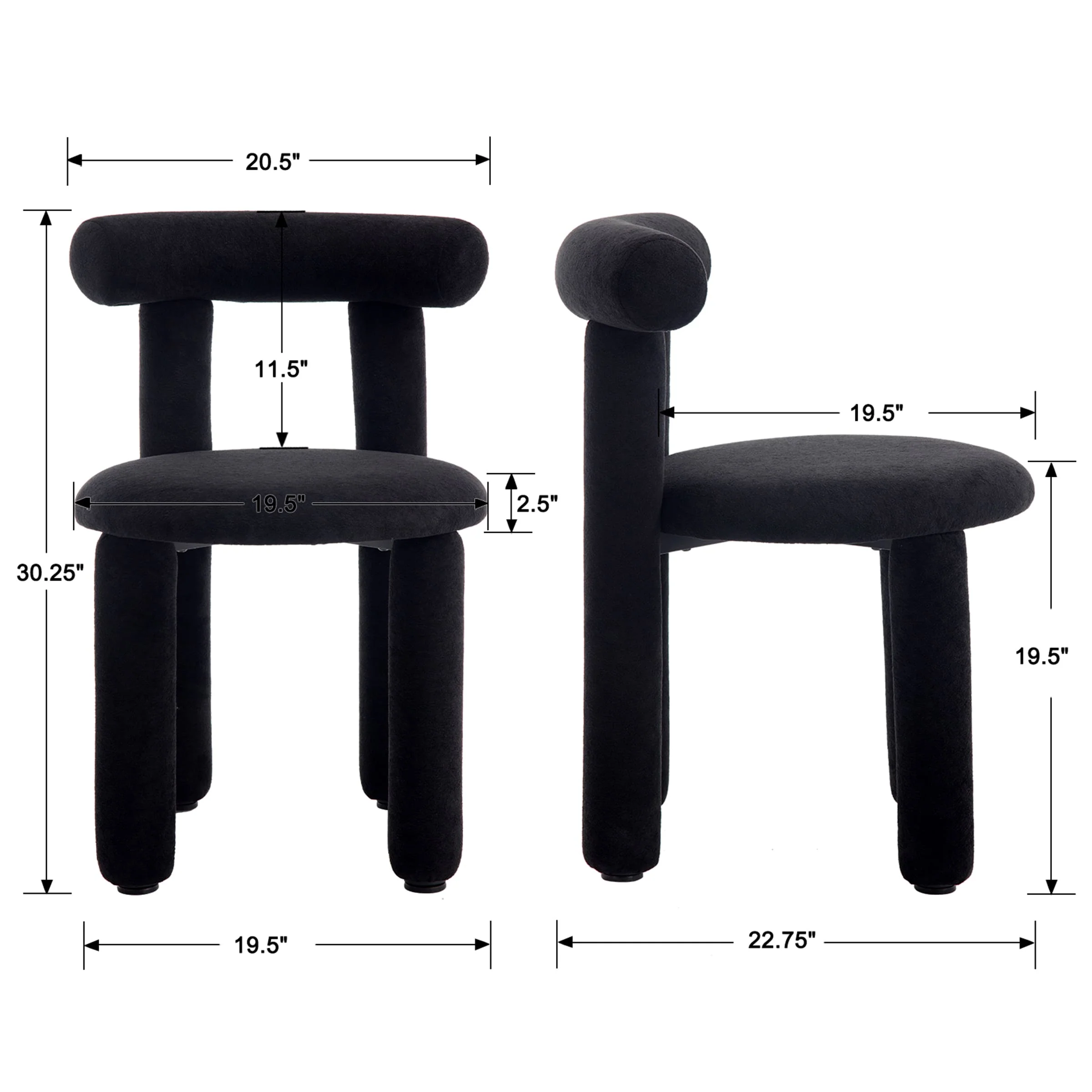 Modern Sherpa Cute Dining Chairs Set of 2 - 3136DC - Image 20