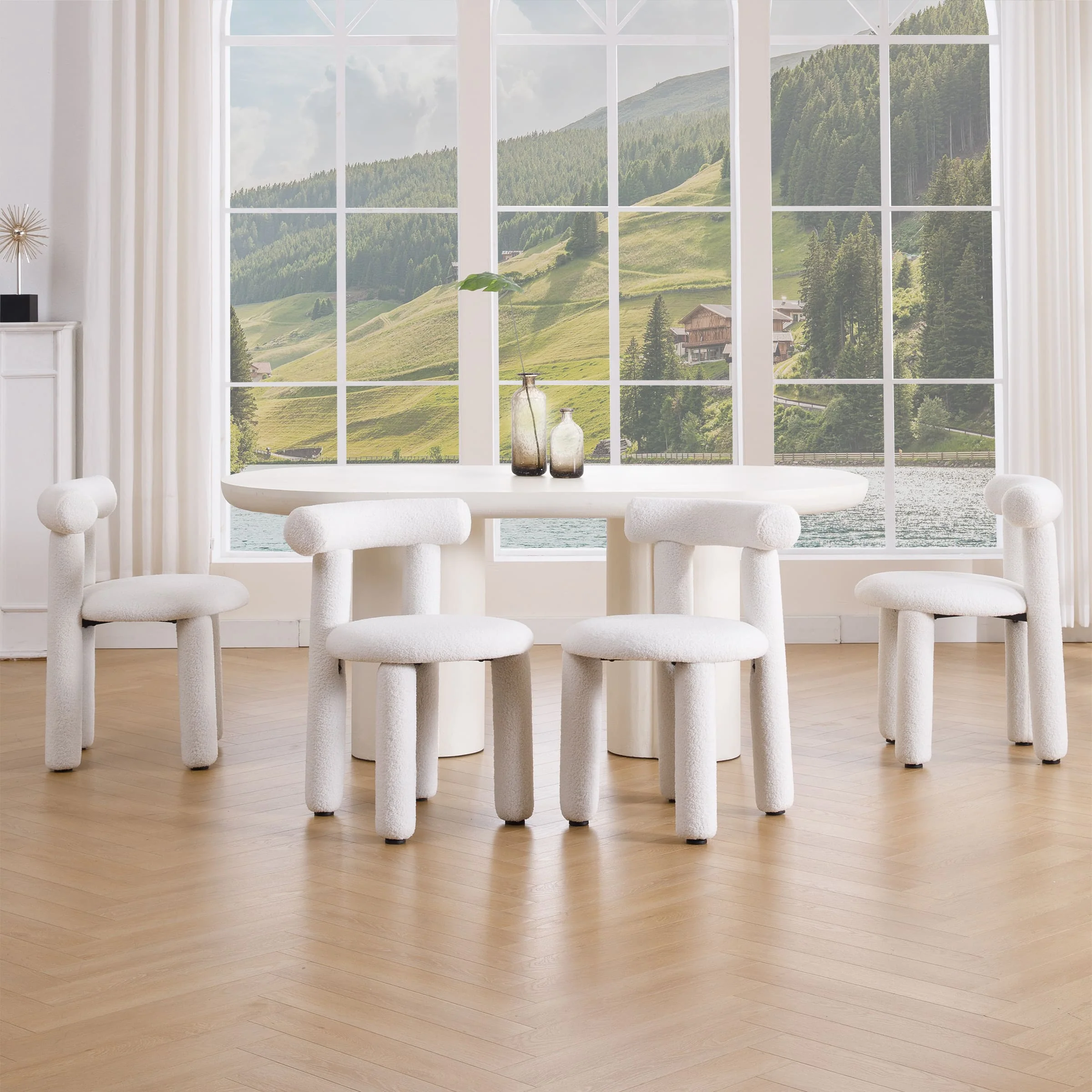 Modern Sherpa Cute Dining Chairs Set of 2 - 3136DC - Image 3