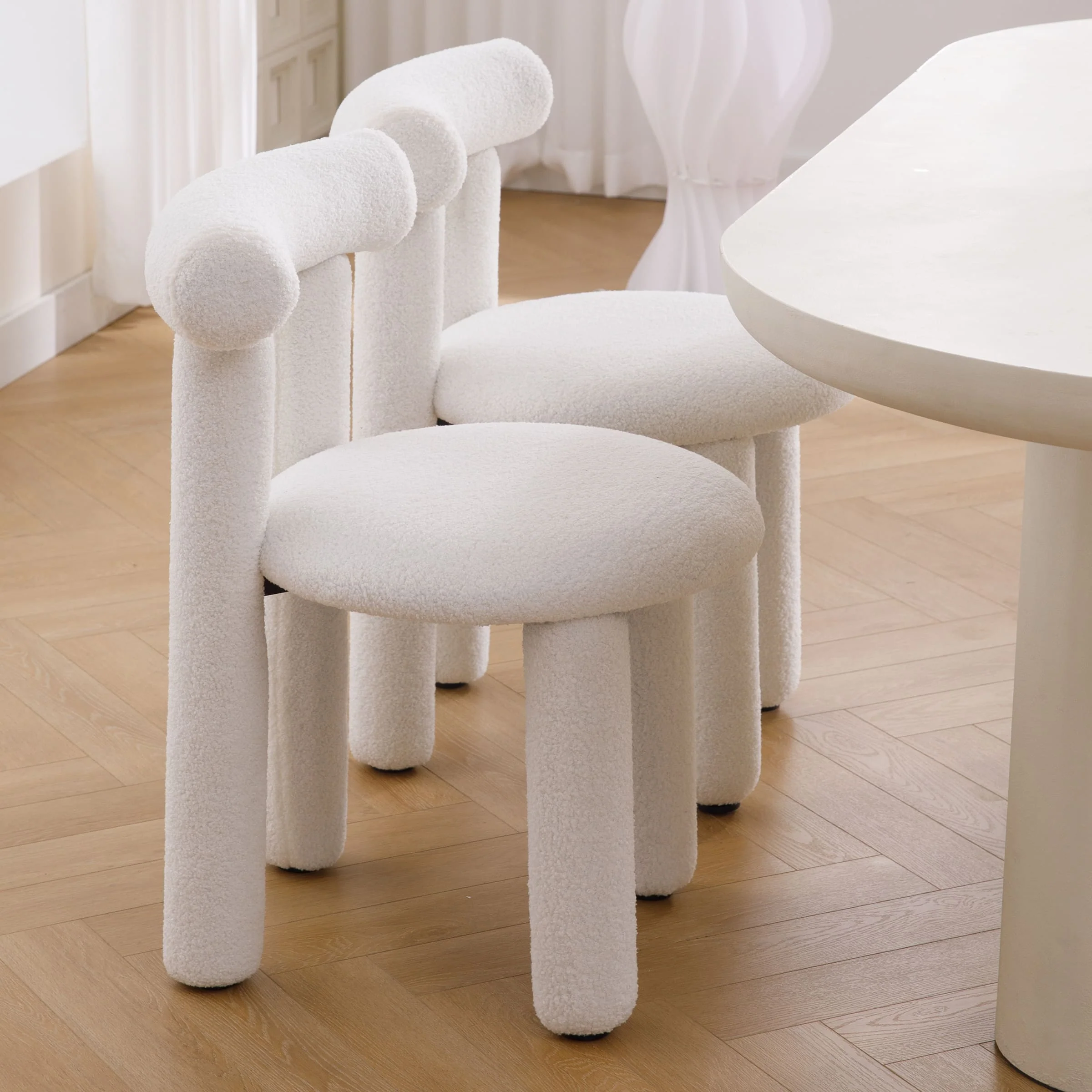 Modern Sherpa Cute Dining Chairs Set of 2 - 3136DC - Image 4