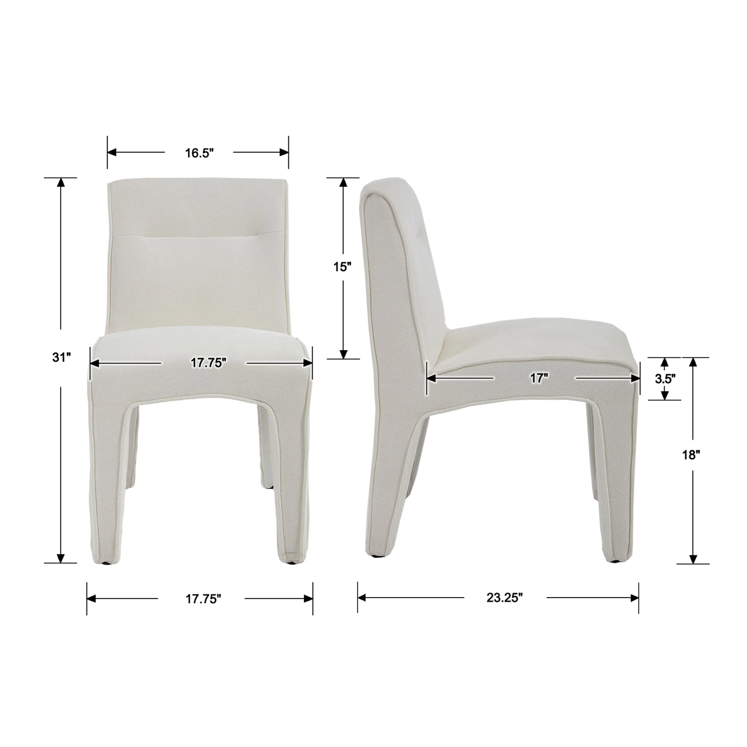 Modern Minimalist Armless Dining Chairs Set of 2 - 6614DC - Image 15