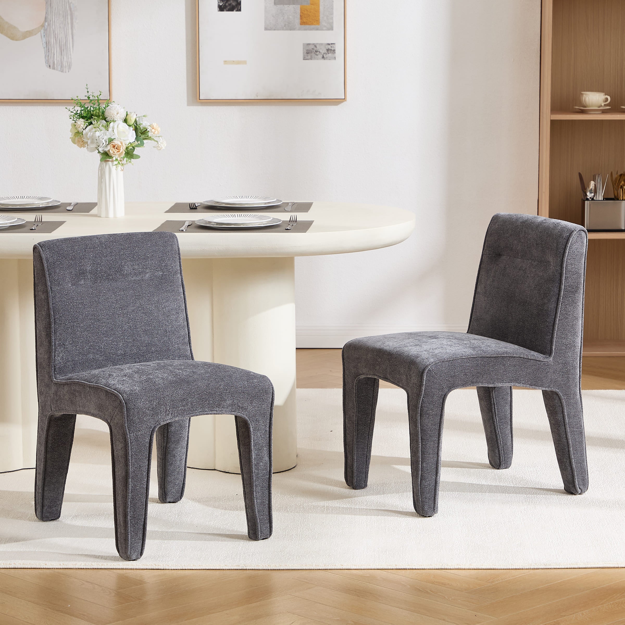 Modern Minimalist Armless Dining Chairs Set of 2 - 6614DC - Image 16