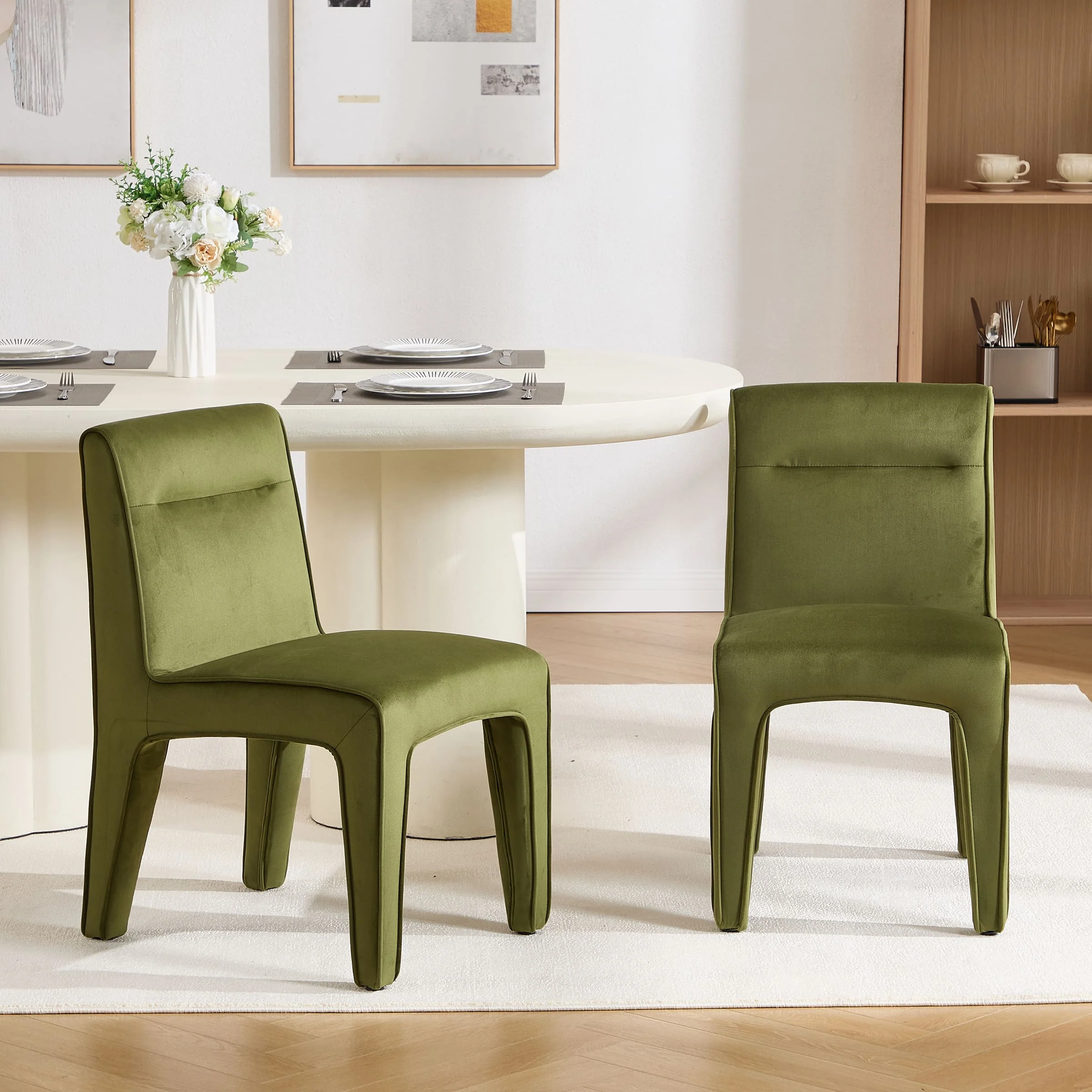 Modern Minimalist Armless Dining Chairs Set of 2 - 6614DC - Image 2