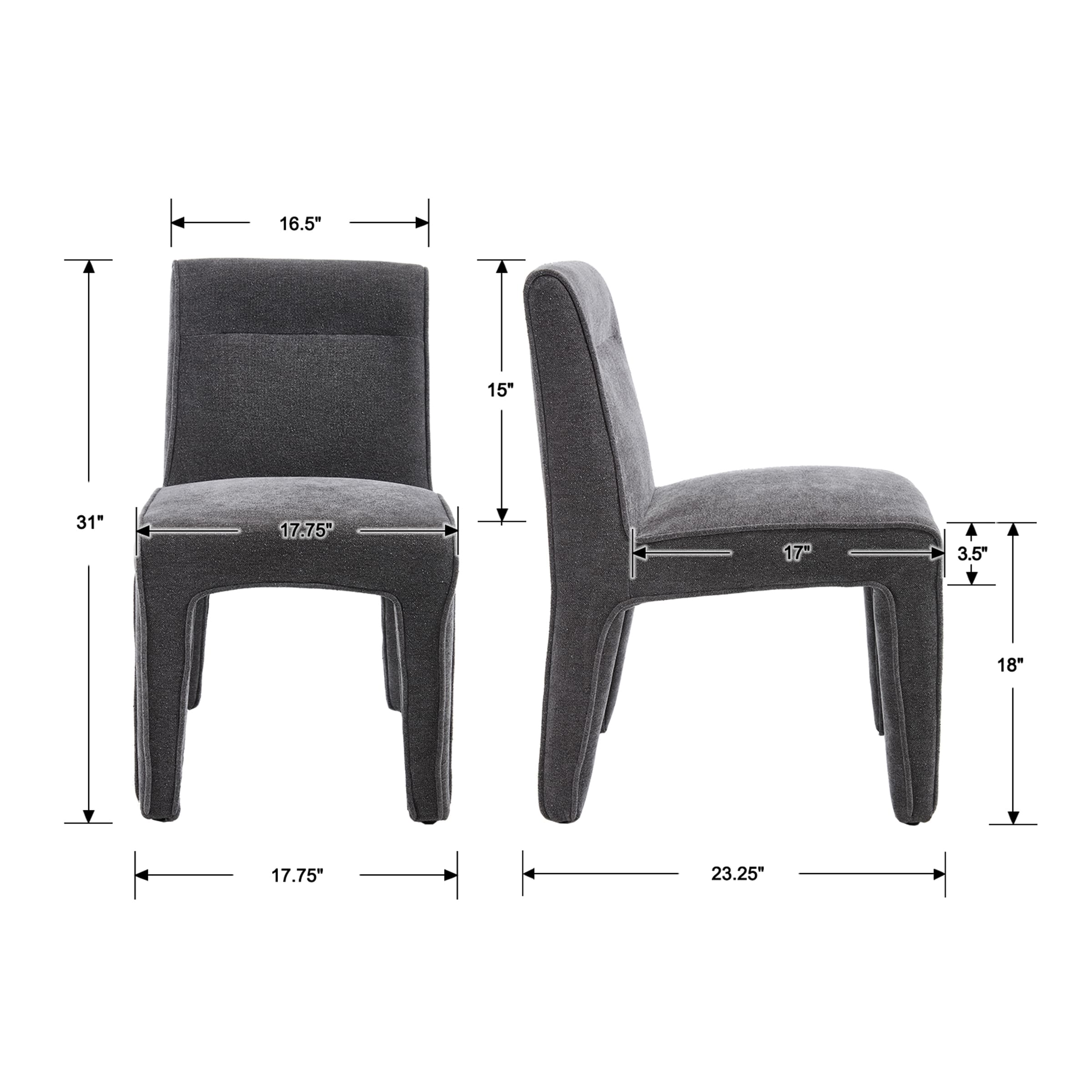 Modern Minimalist Armless Dining Chairs Set of 2 - 6614DC - Image 20