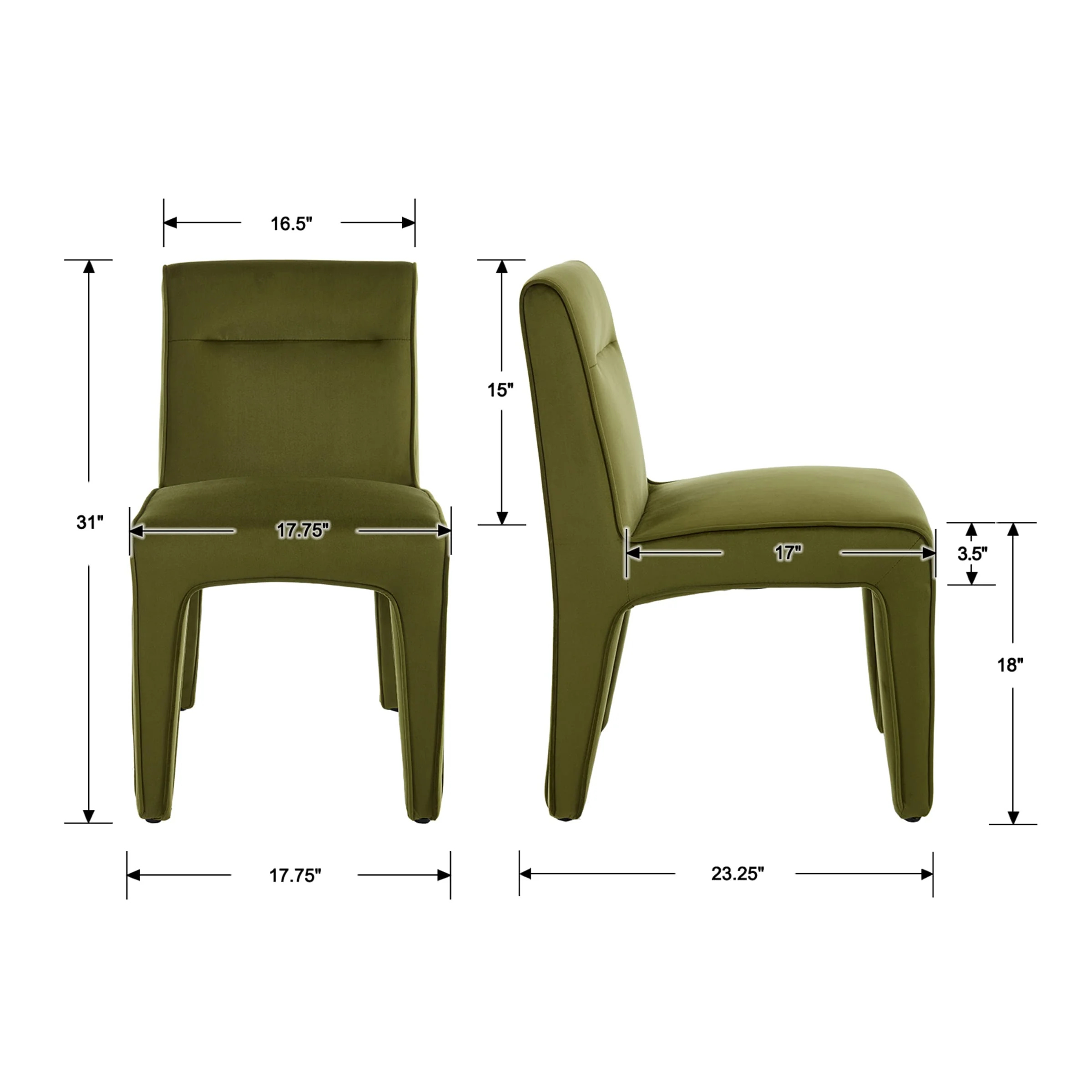 Modern Minimalist Armless Dining Chairs Set of 2 - 6614DC - Image 8