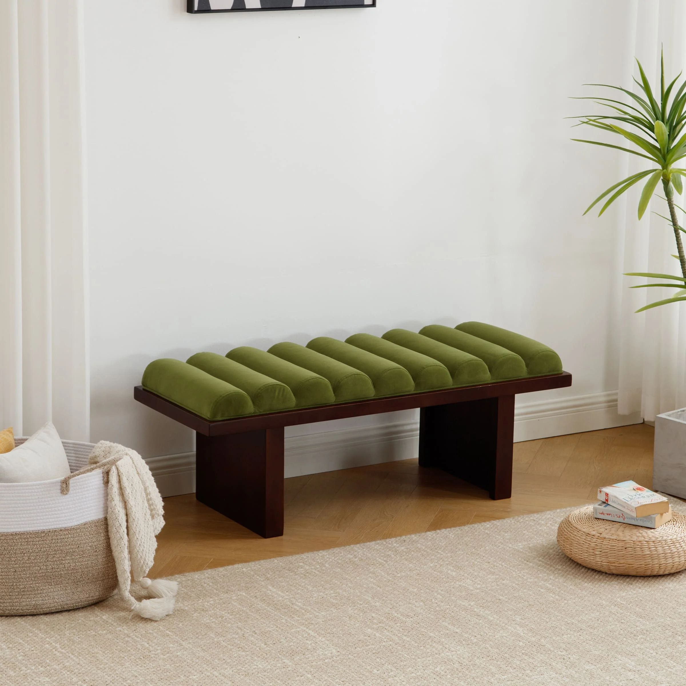 Modern Padded Wood Frame Bench - 2639BH - Image 12