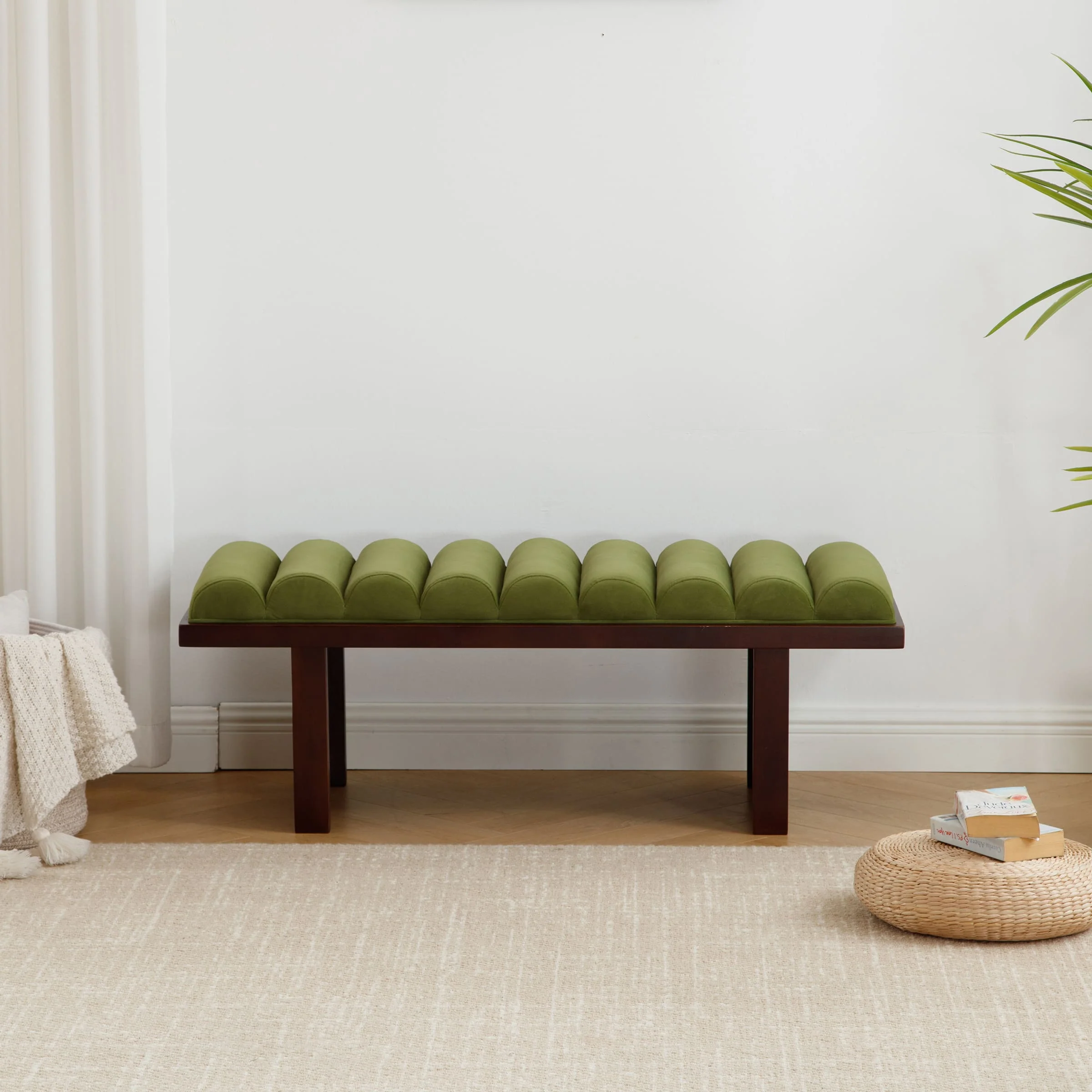Modern Padded Wood Frame Bench - 2639BH - Image 13