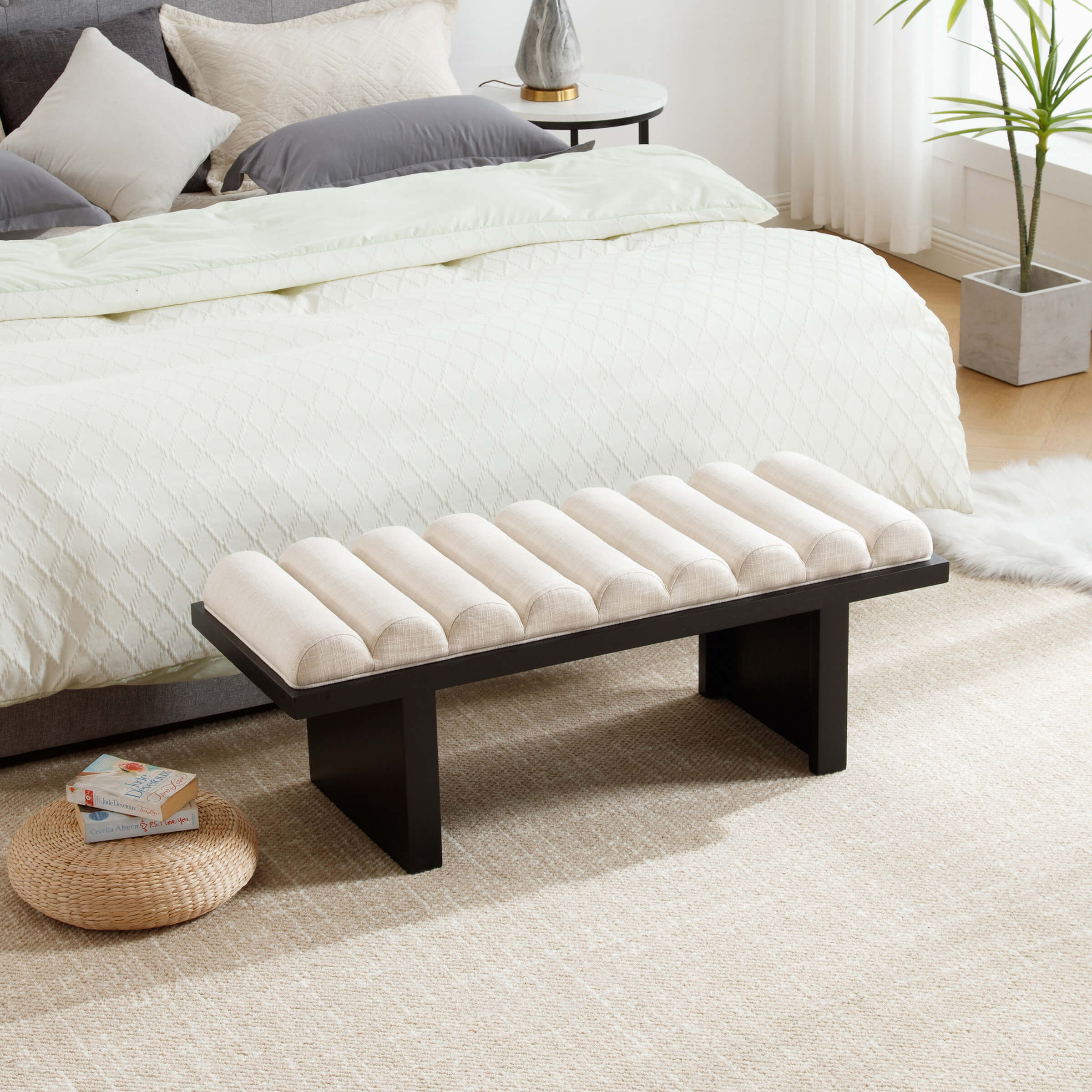 Modern Padded Wood Frame Bench - 2639BH - Image 19