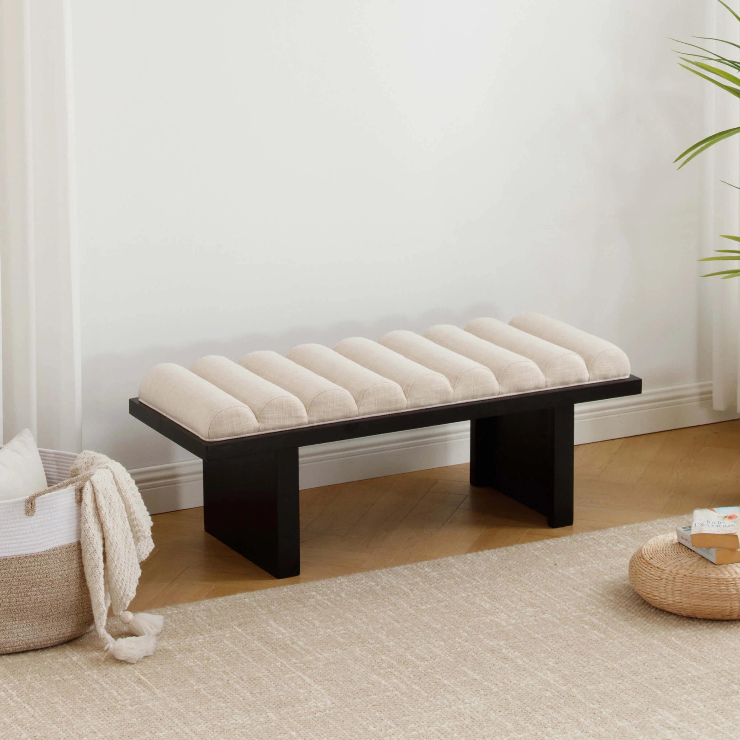 Modern Padded Wood Frame Bench - 2639BH - Image 21