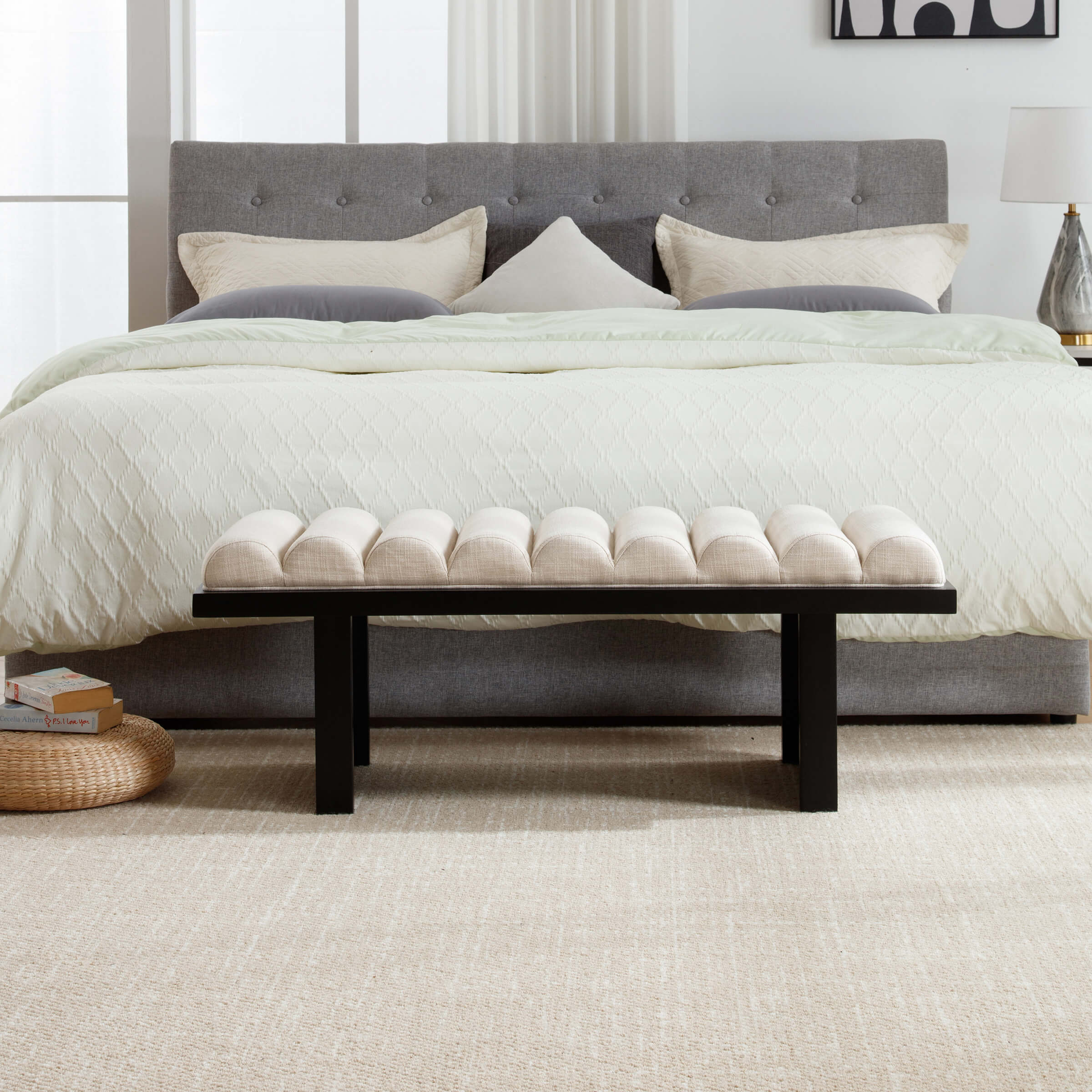 Modern Padded Wood Frame Bench - 2639BH - Image 22