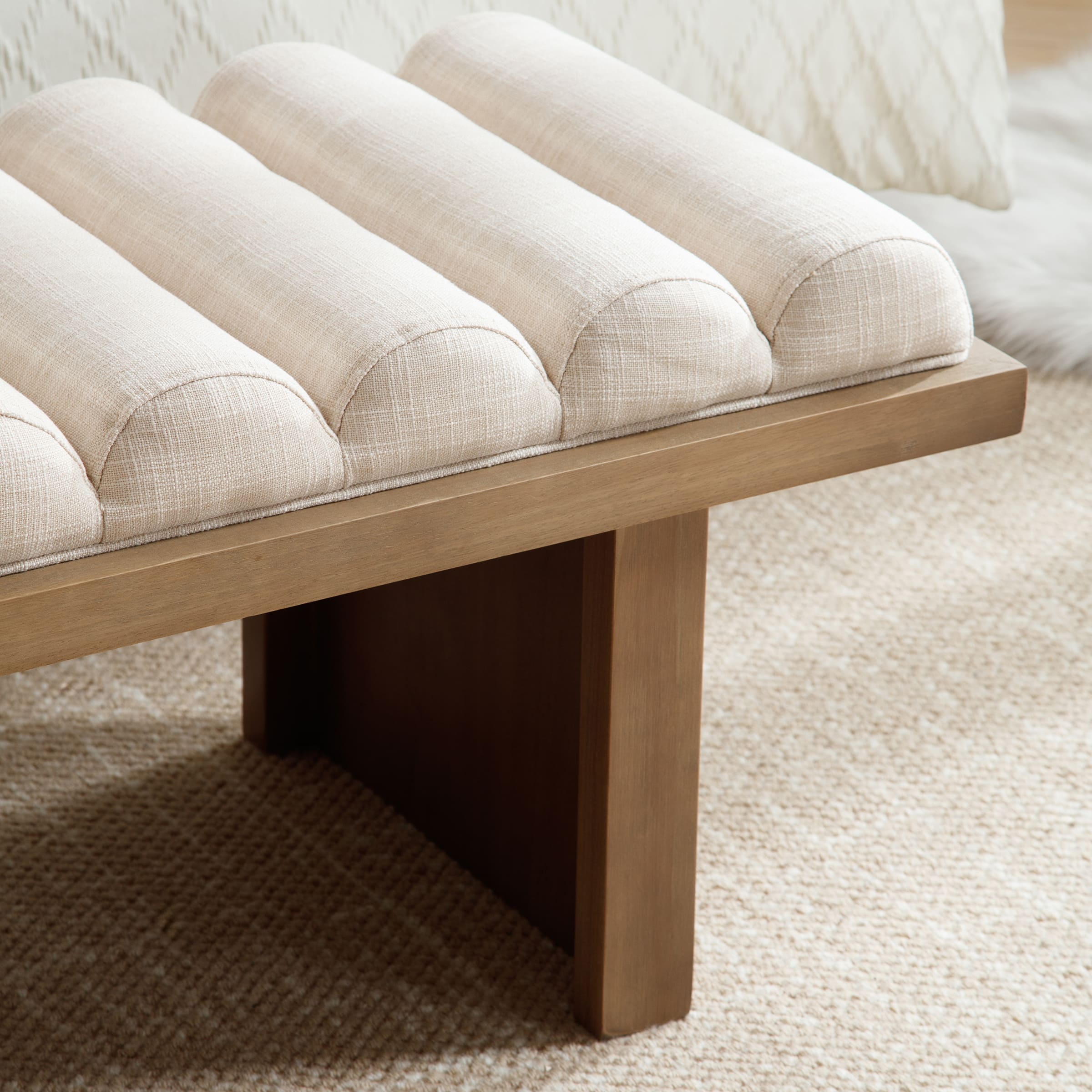 Modern Padded Wood Frame Bench - 2639BH - Image 8