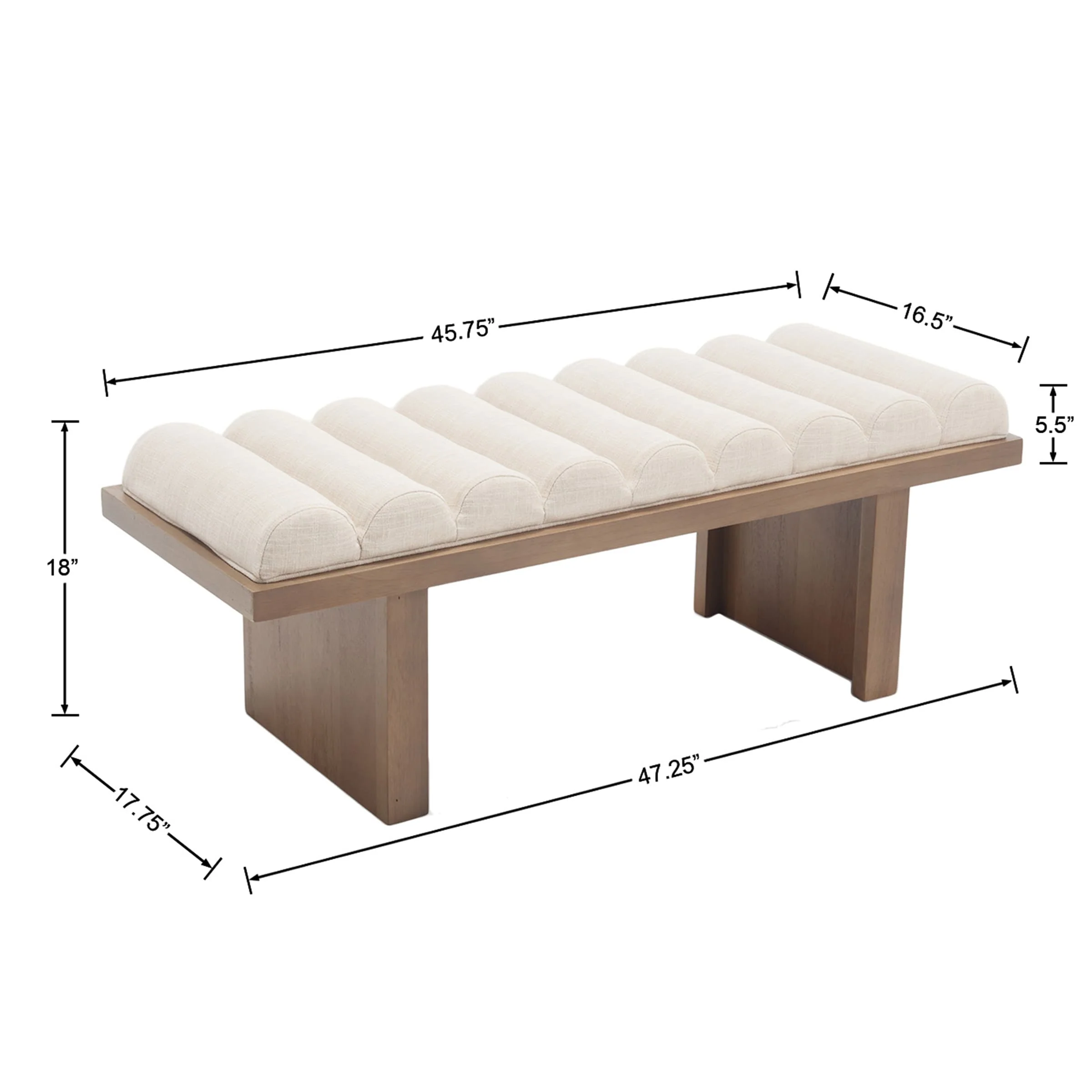 Modern Padded Wood Frame Bench - 2639BH - Image 9
