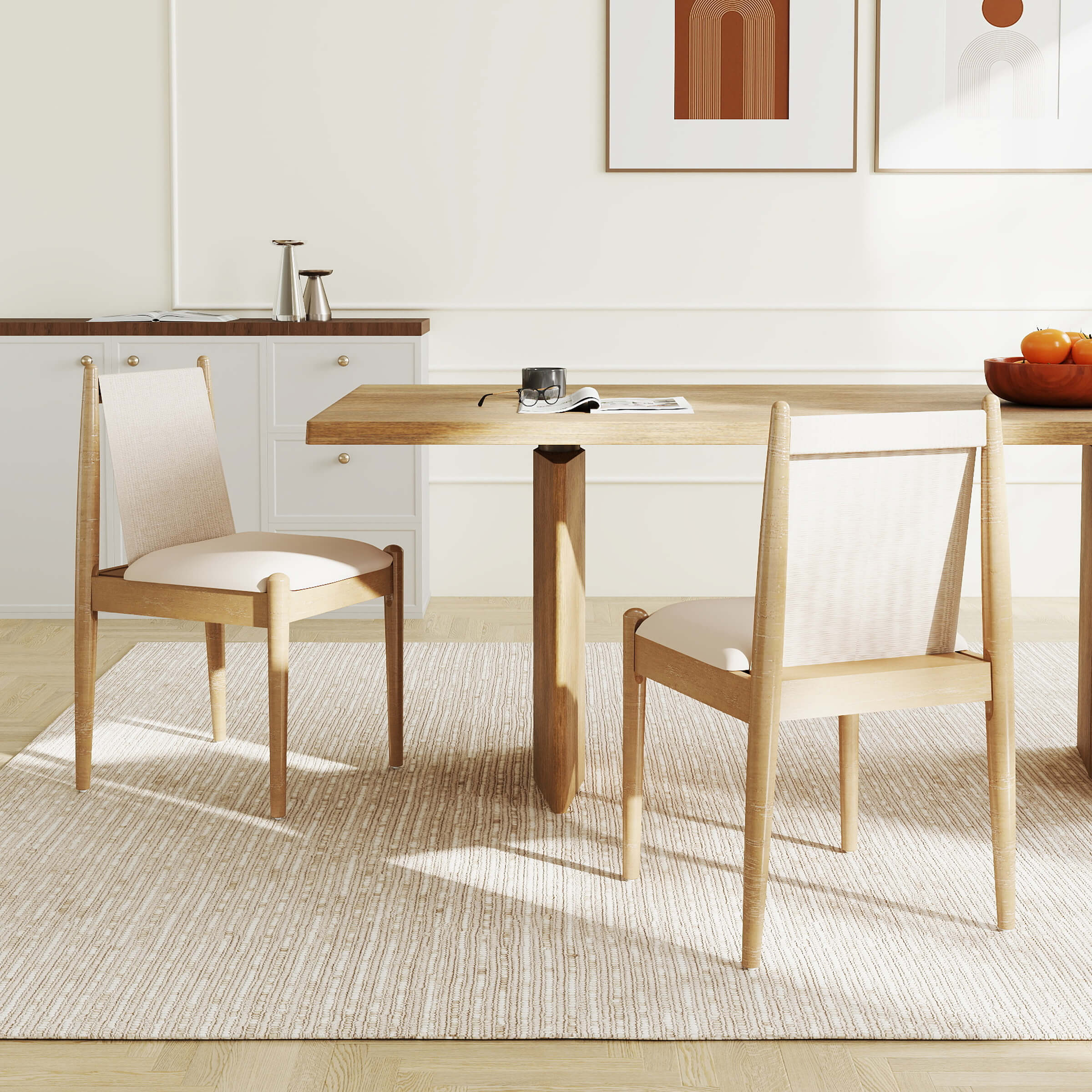 Modern Upholstered Linen Fabric Dining Chairs Set of 2 - 0009DC - Image 10