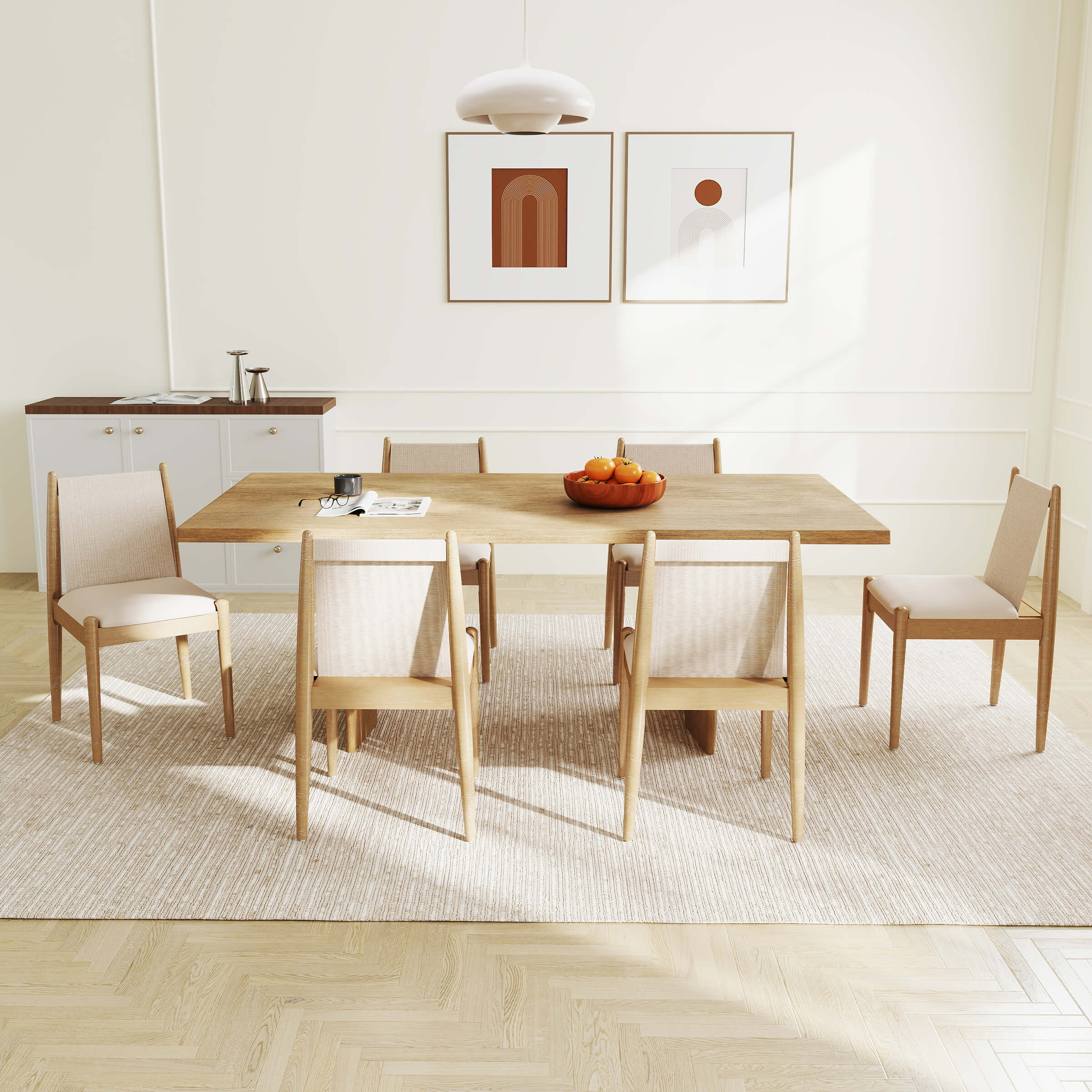 Modern Upholstered Linen Fabric Dining Chairs Set of 2 - 0009DC - Image 12