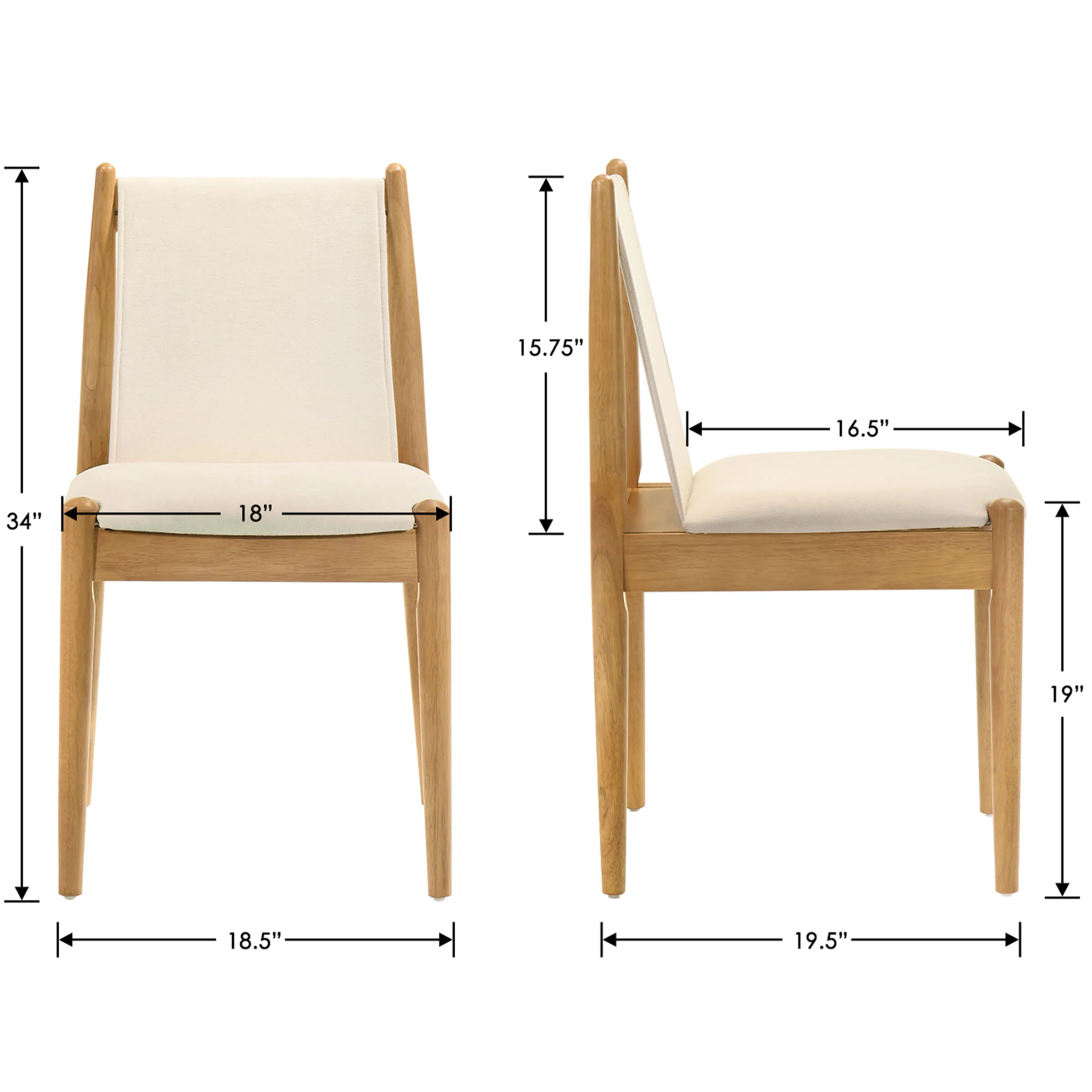 Modern Upholstered Linen Fabric Dining Chairs Set of 2 - 0009DC - Image 16
