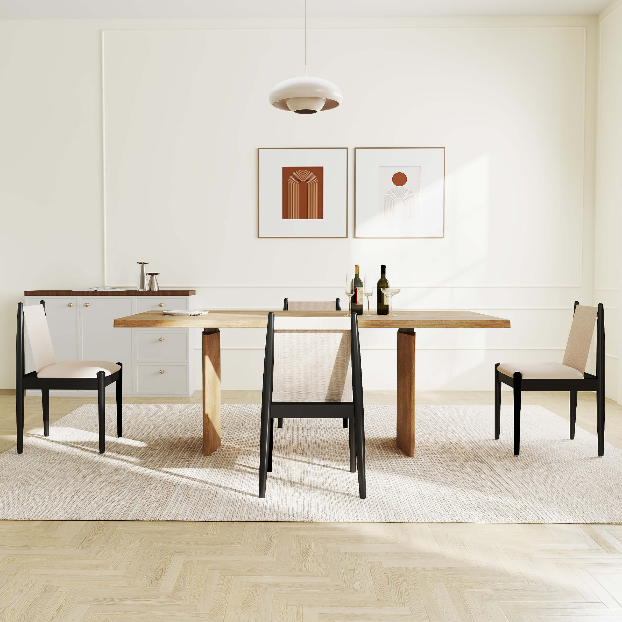Modern Upholstered Linen Fabric Dining Chairs Set of 2 - 0009DC - Image 4