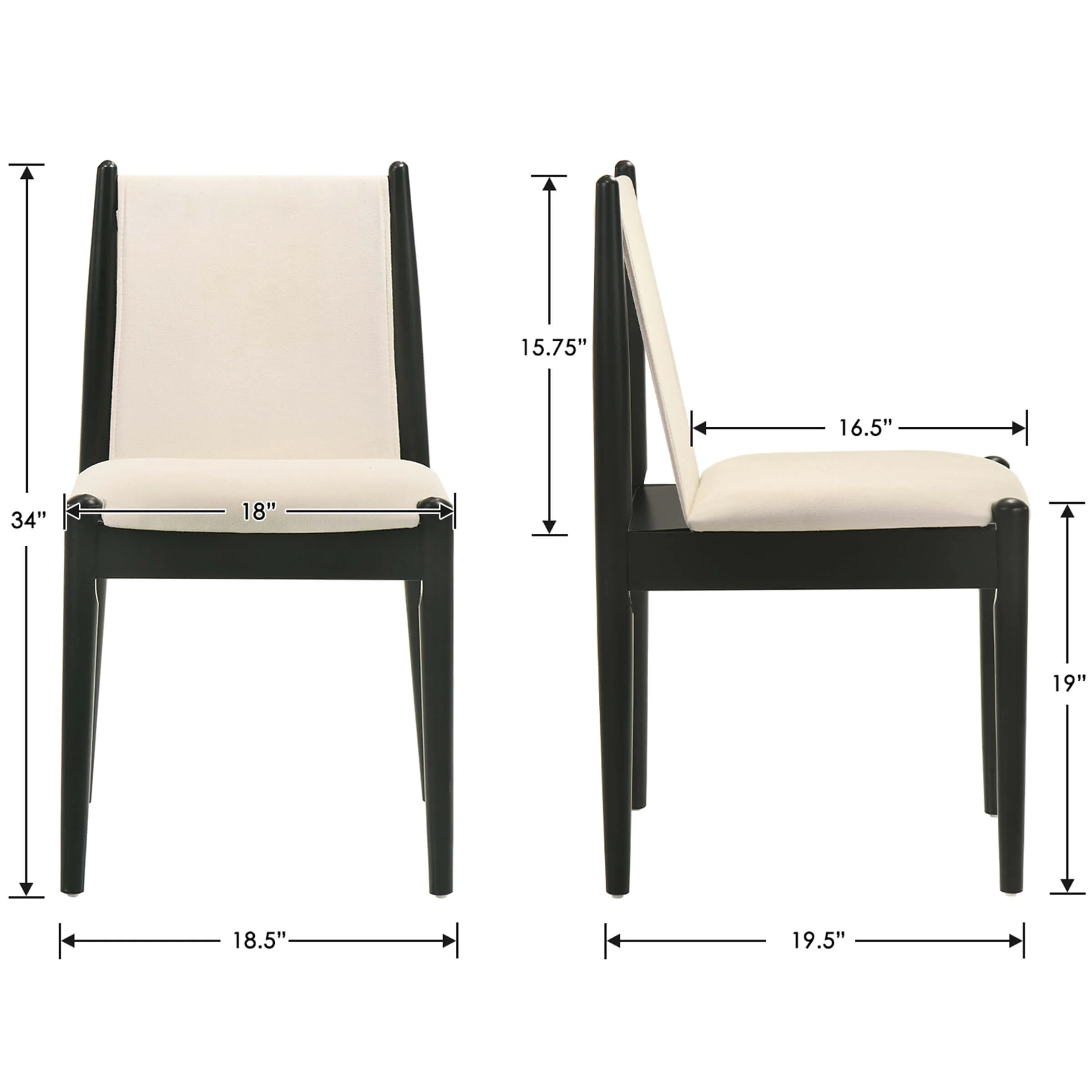 Modern Upholstered Linen Fabric Dining Chairs Set of 2 - 0009DC - Image 8