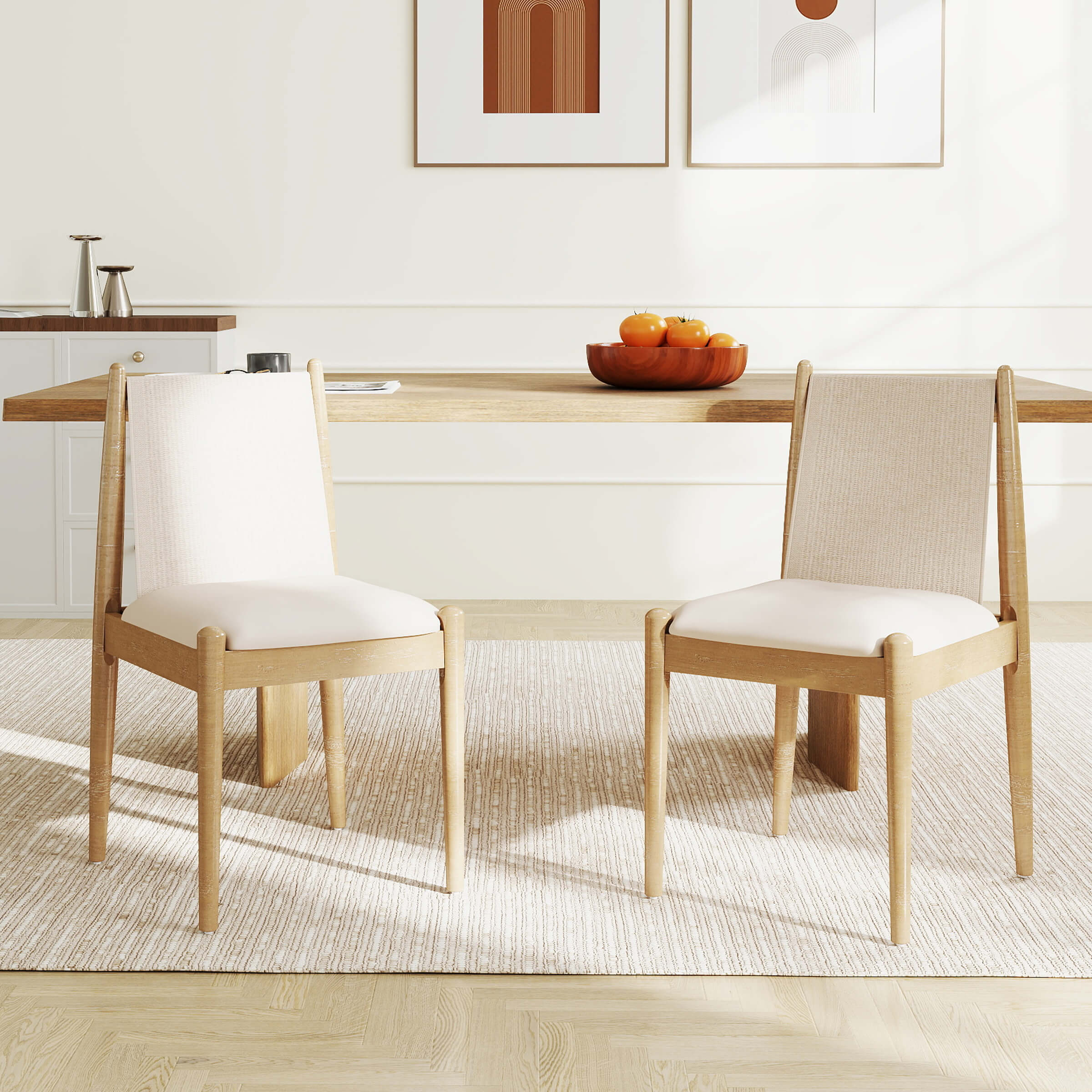 Modern Upholstered Linen Fabric Dining Chairs Set of 2 - 0009DC - Image 9