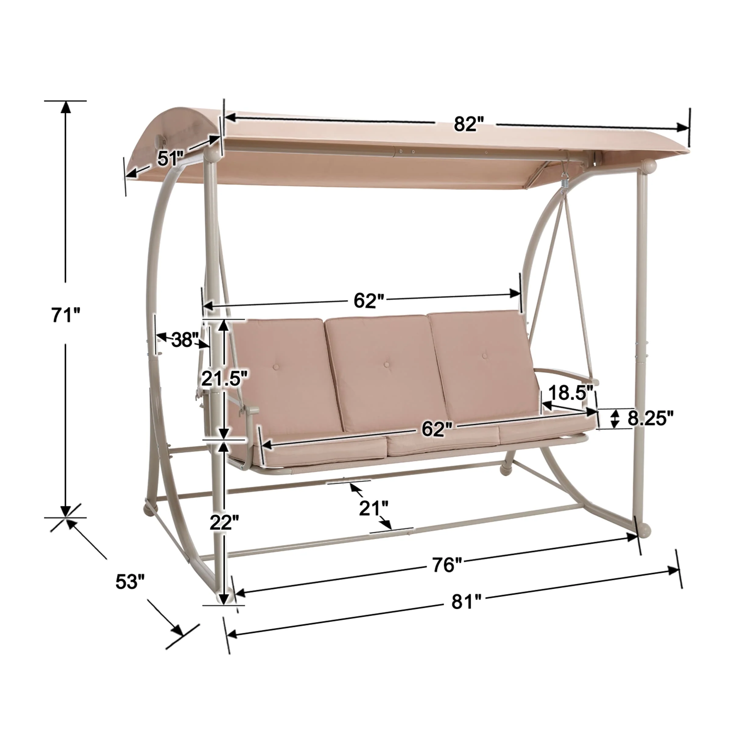Outdoor Adjustable Porch Swing Bed - 4102HS - Image 11