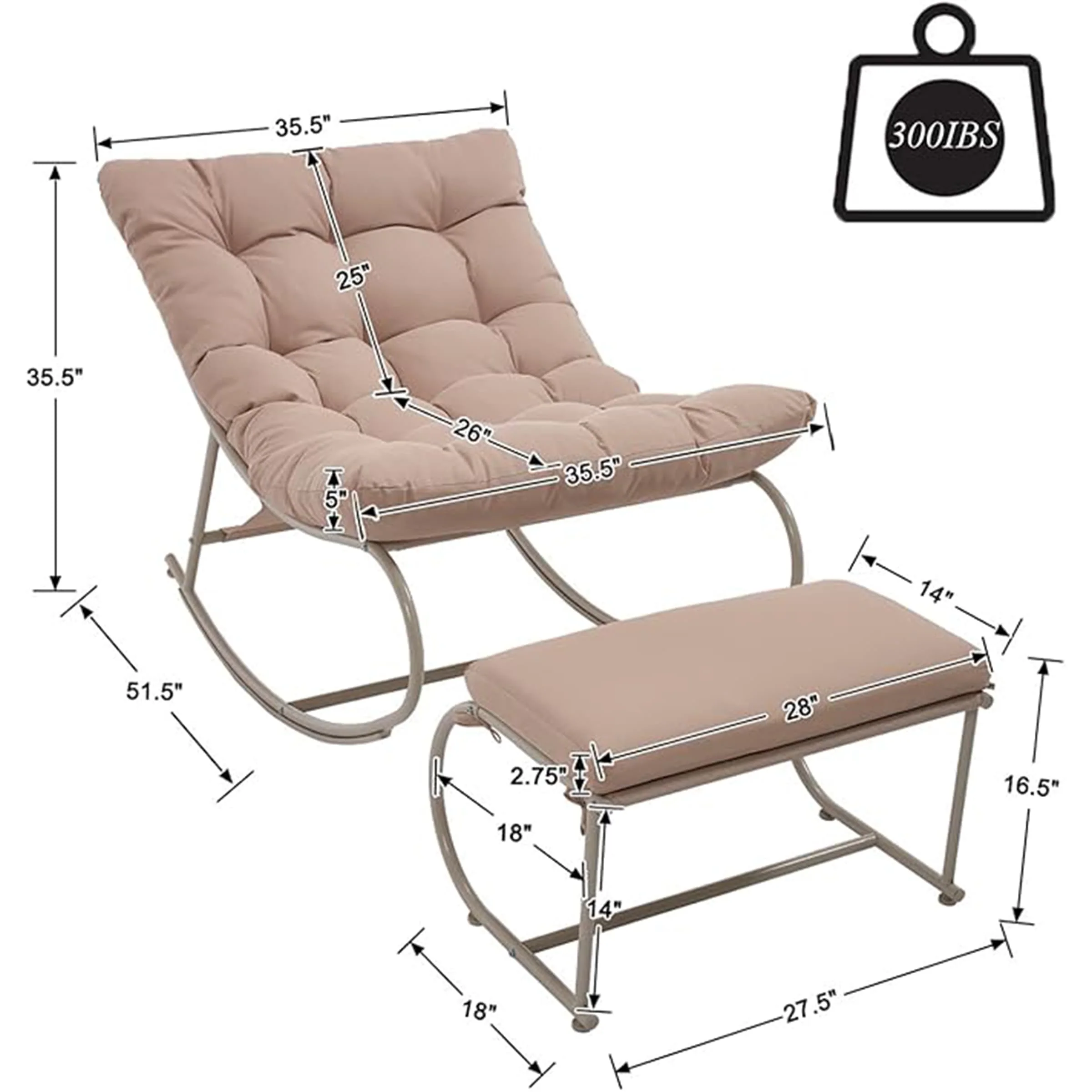 Outdoor Rocking Chair with Ottoman Set of 2 - 4103RC - Image 12