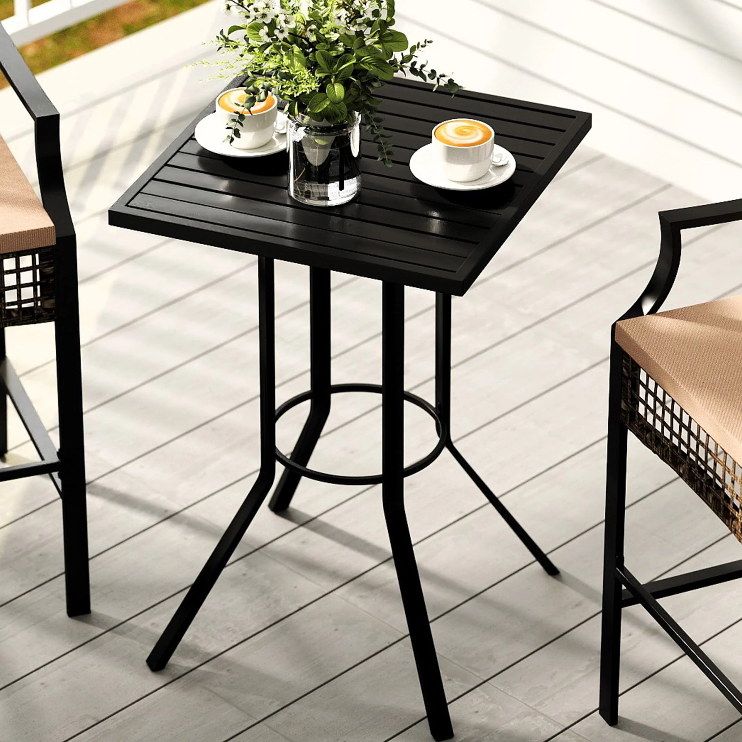 Outdoor Rattan Barstools with High Top Table 3 PCS - X108SE - Image 5