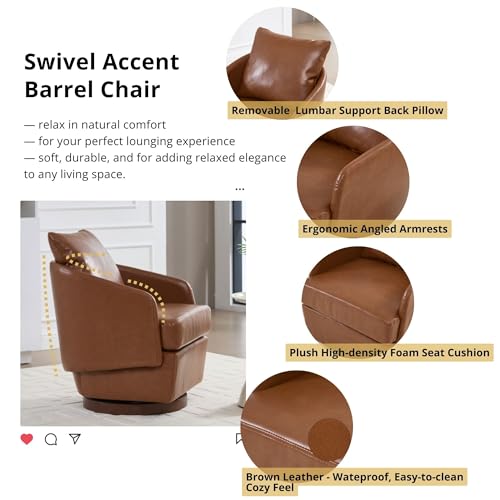 Swivel Accent Chair with Pillow 1 PCS - 30004AC - Image 11