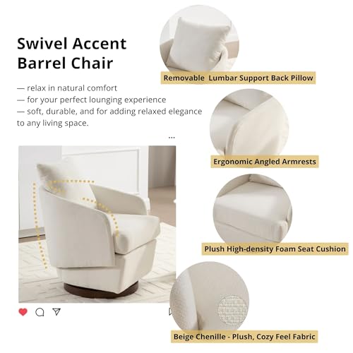 Swivel Accent Chair with Pillow 1 PCS - 30004AC - Image 5