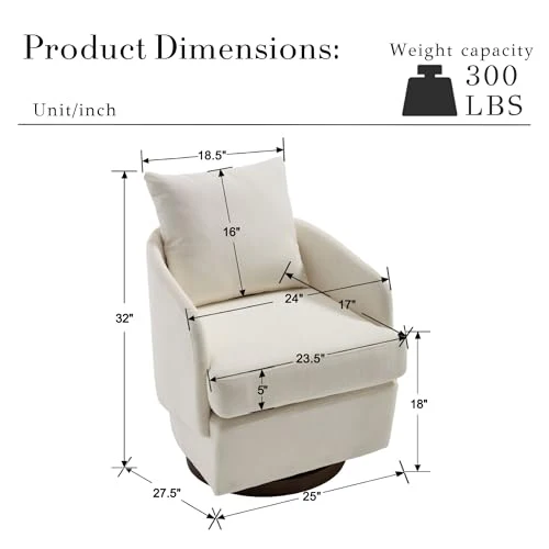 Swivel Accent Chair with Pillow 1 PCS - 30004AC - Image 7