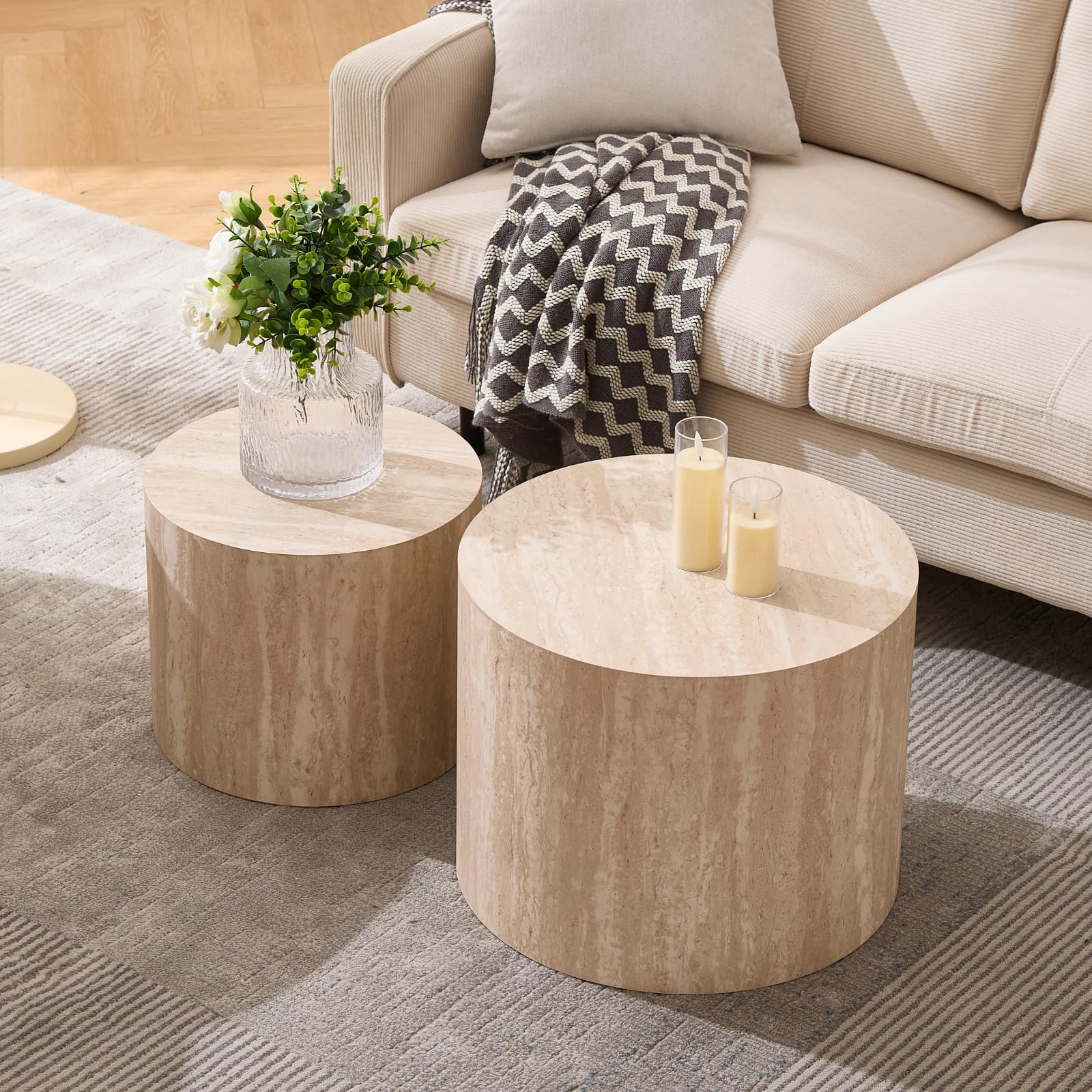 Round Wood Nesting Coffee Table Set of 2 - 24060CT - Image 2