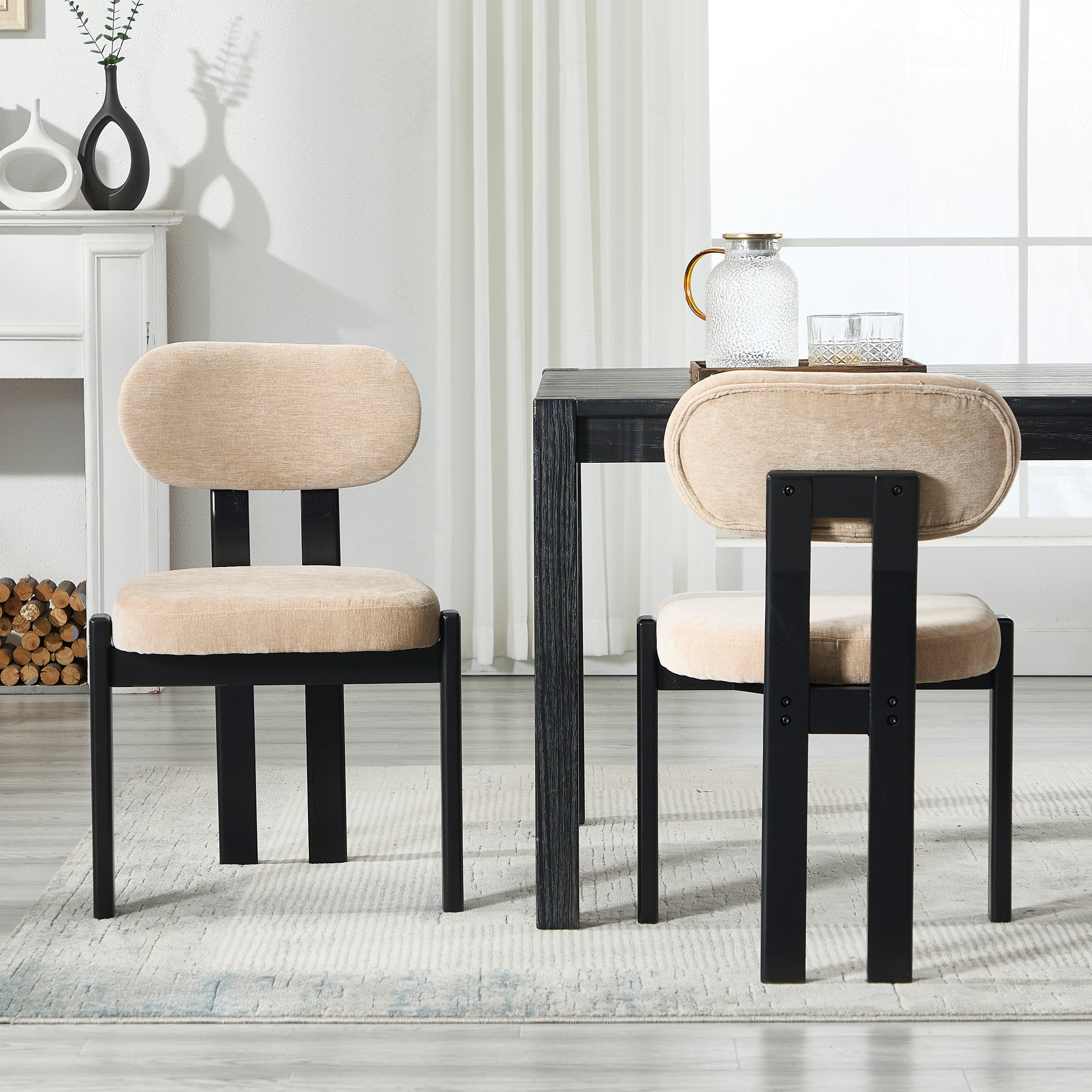 Armless Wood Legs Dining Chairs Set of 2 - 10048DC - Image 2