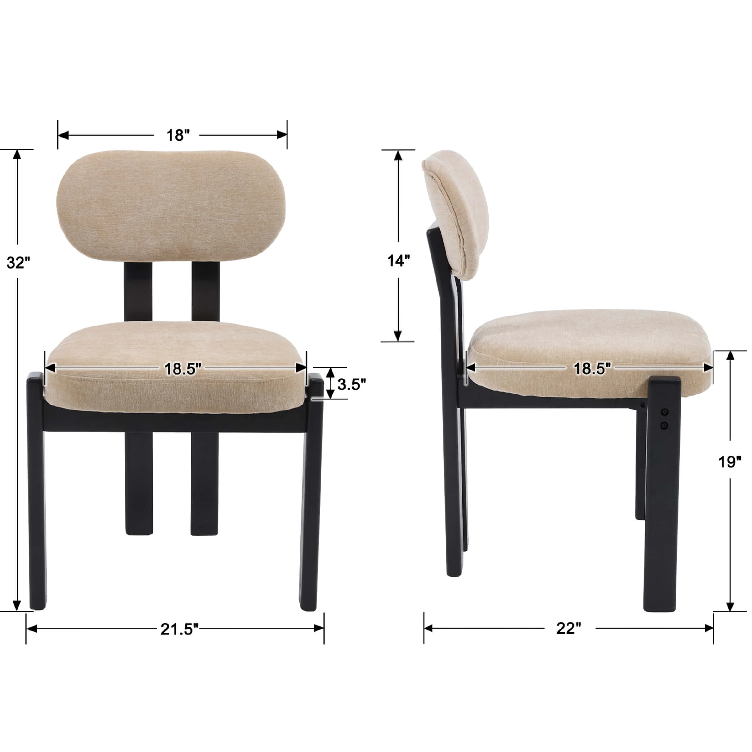 Armless Wood Legs Dining Chairs Set of 2 - 10048DC - Image 8