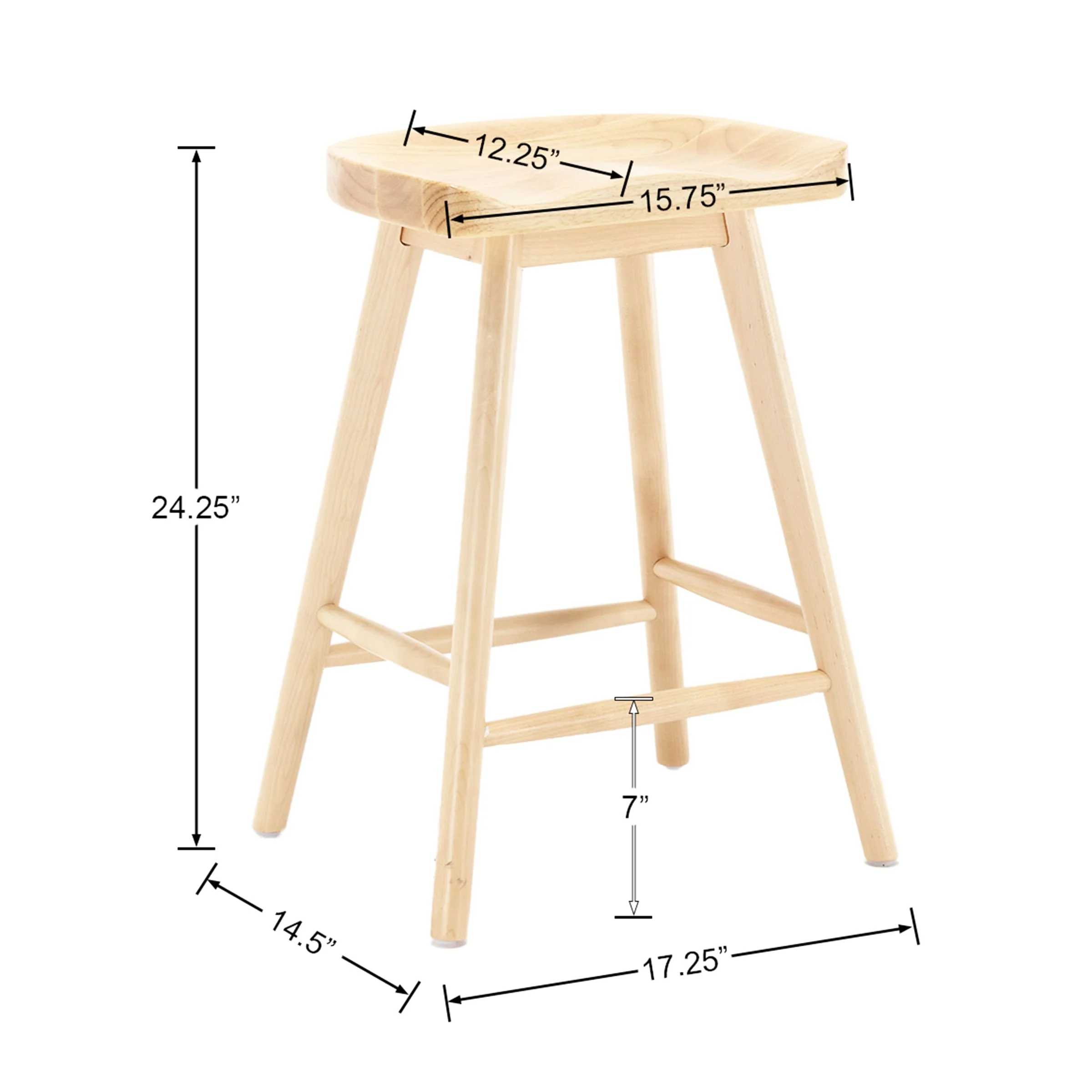 24"H Ergonomic Backless Counter Stools Set of 2 - X018CS - Image 8