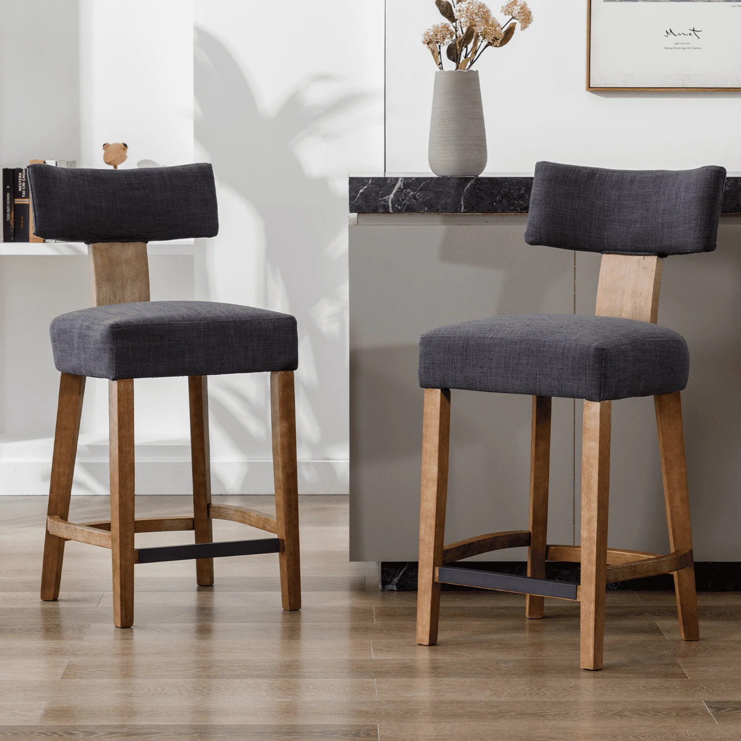 26"-30"H Wood Frame Counter Bar Stools Set of 2 - 5721 - Image 14