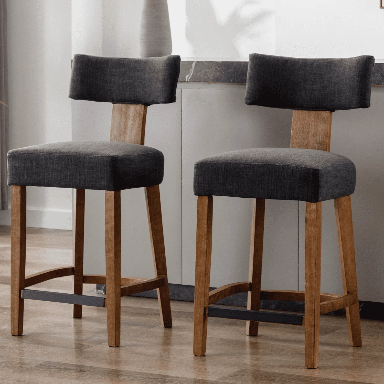 26"-30"H Wood Frame Counter Bar Stools Set of 2 - 5721 - Image 15