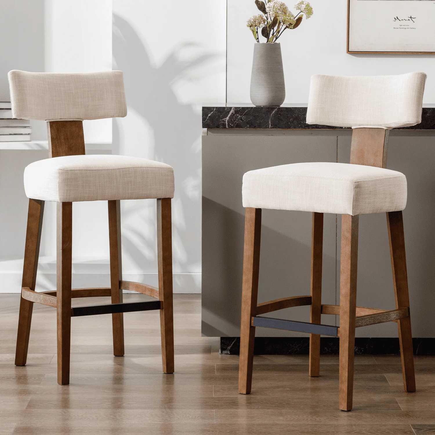 26"-30"H Wood Frame Counter Bar Stools Set of 2 - 5721 - Image 8