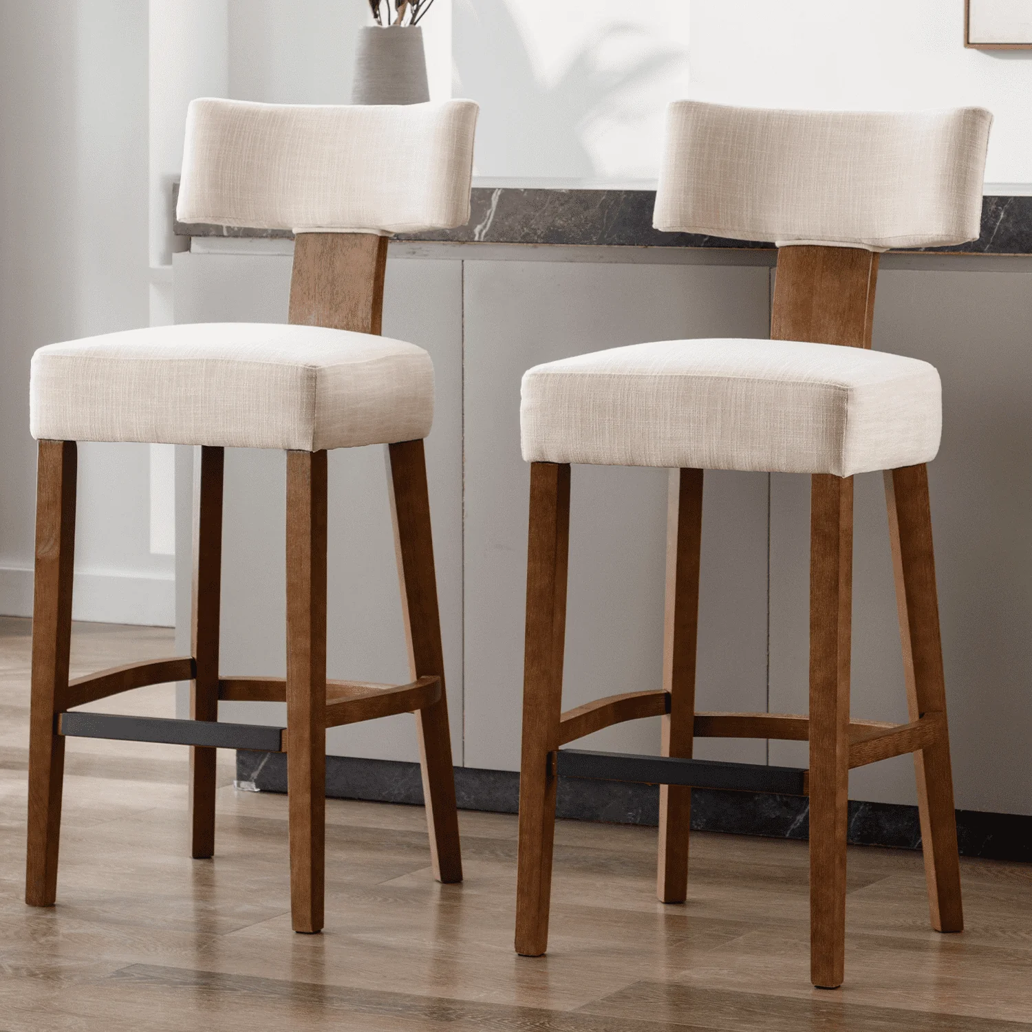 26"-30"H Wood Frame Counter Bar Stools Set of 2 - 5721 - Image 9