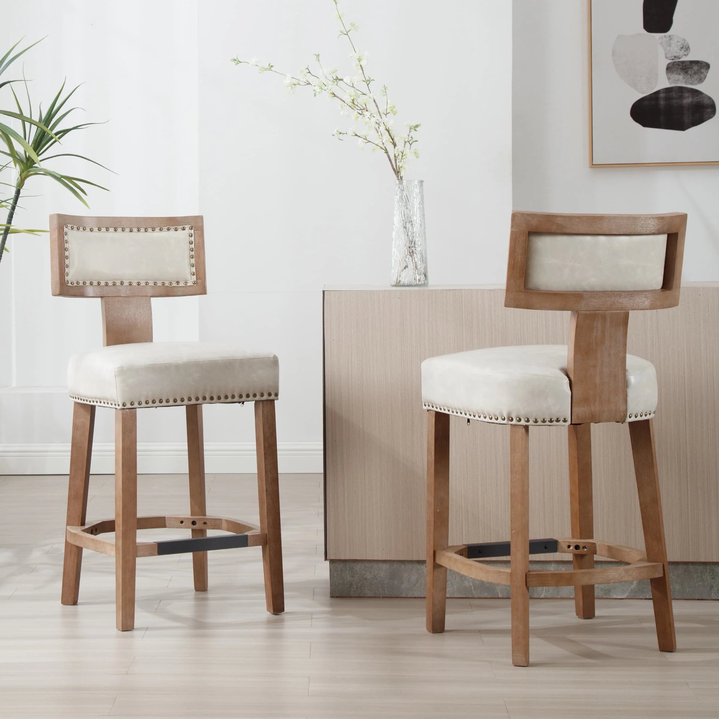 26"H Wood Legs Counter Stools Set of 2 - 5753CS - Image 2