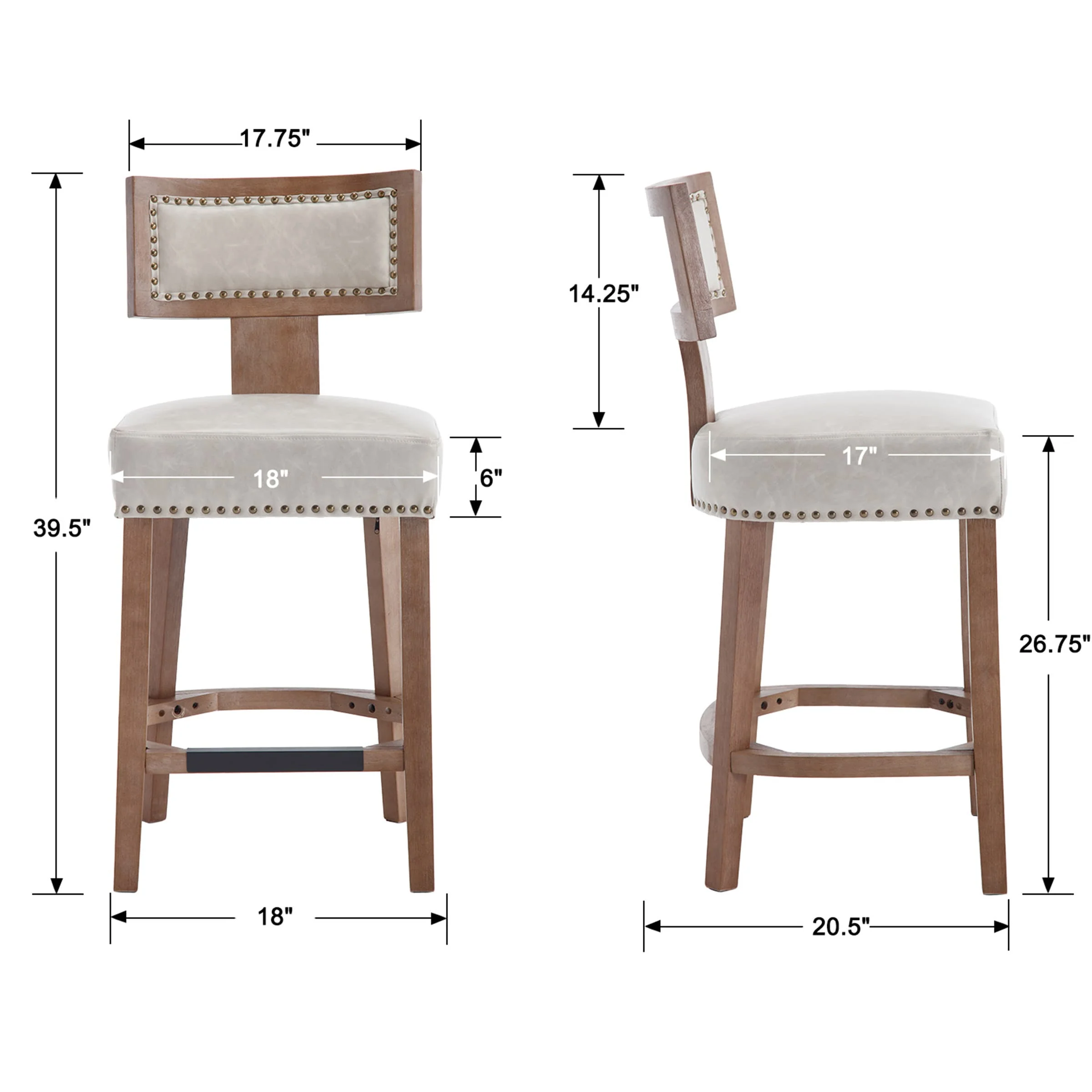 26"H Wood Legs Counter Stools Set of 2 - 5753CS - Image 7