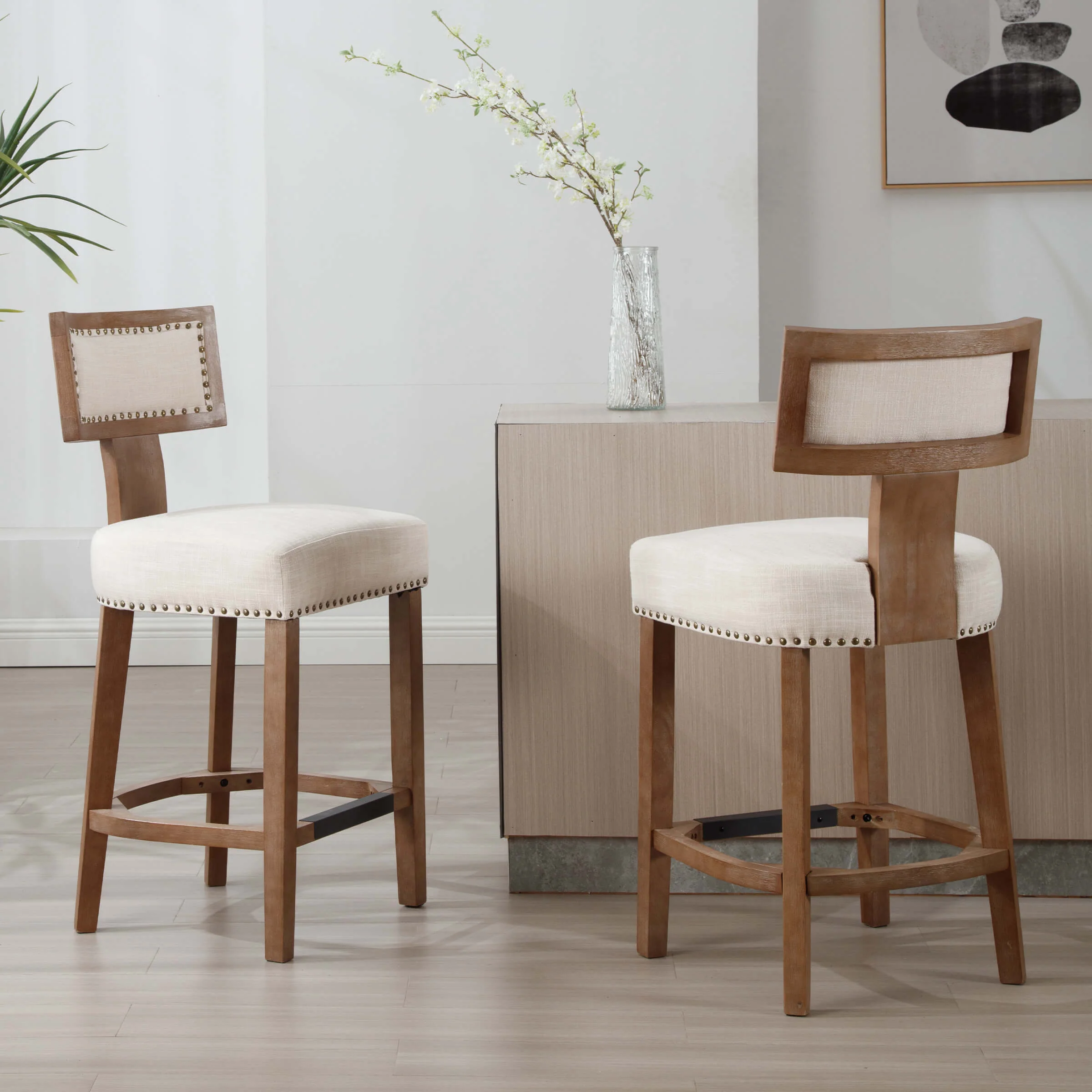 26"H Wood Legs Counter Stools Set of 2 - 5753CS - Image 9