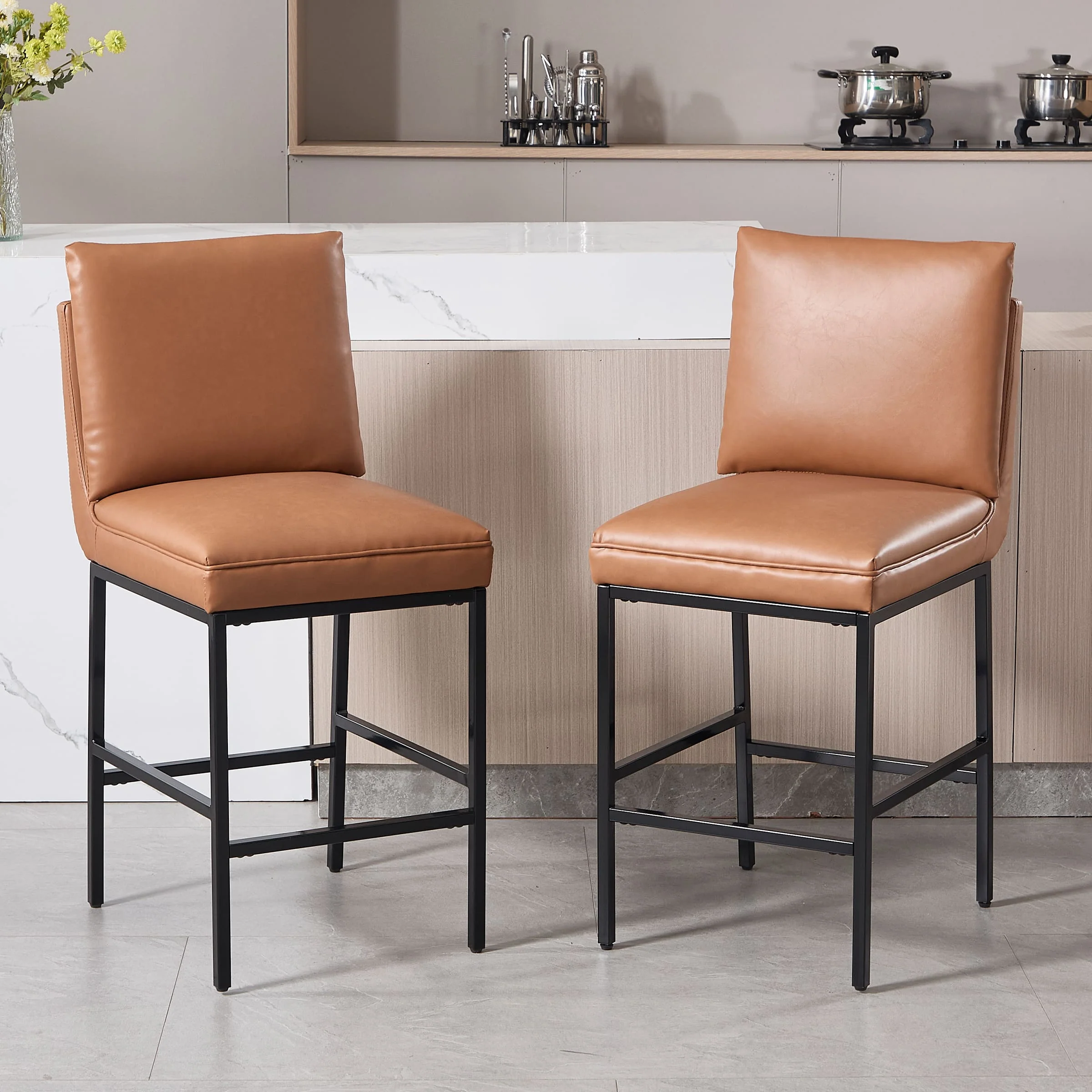 26.75" Leather Counter Height Pub Stools Set of 2 - 2009CS - Image 10