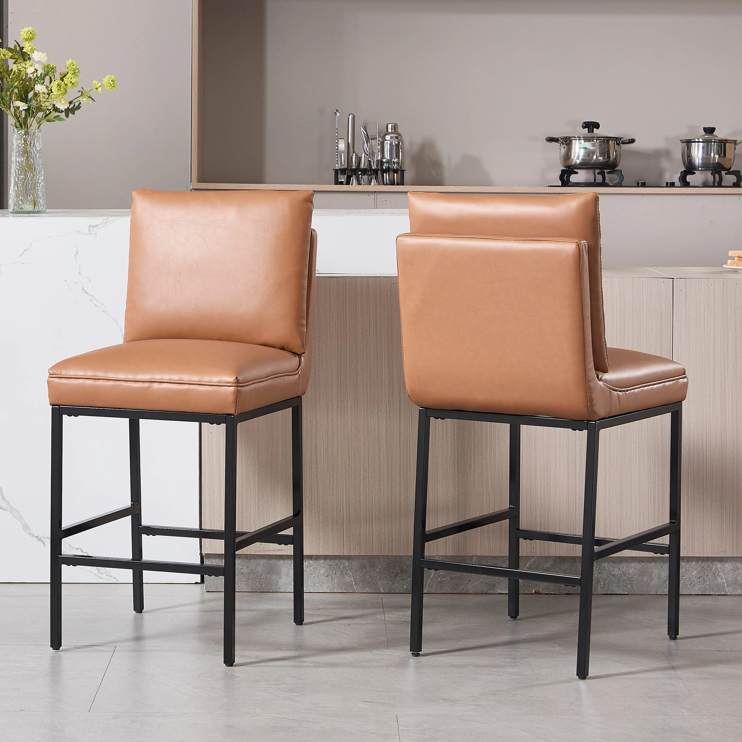 26.75" Leather Counter Height Pub Stools Set of 2 - 2009CS - Image 11