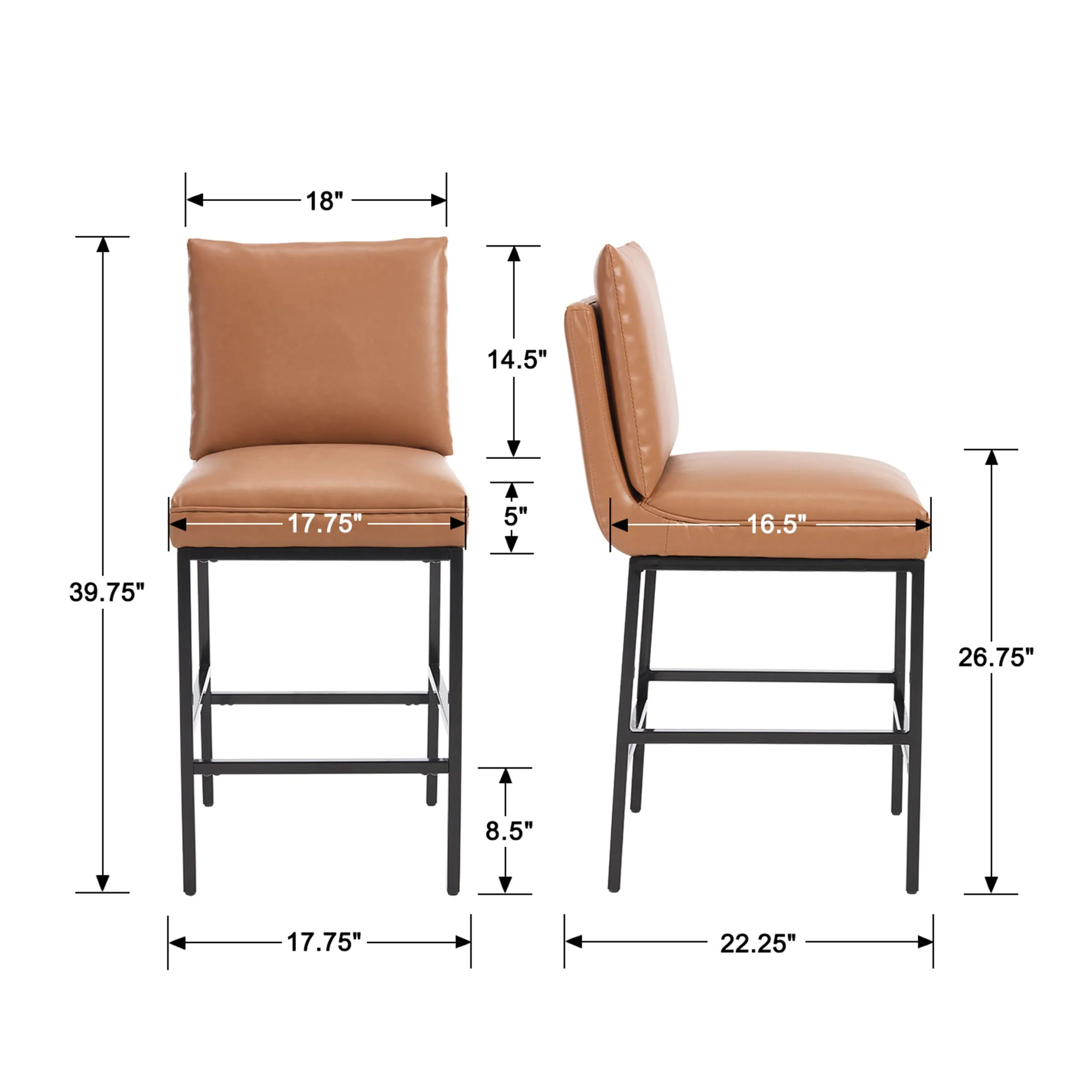 26.75" Leather Counter Height Pub Stools Set of 2 - 2009CS - Image 19