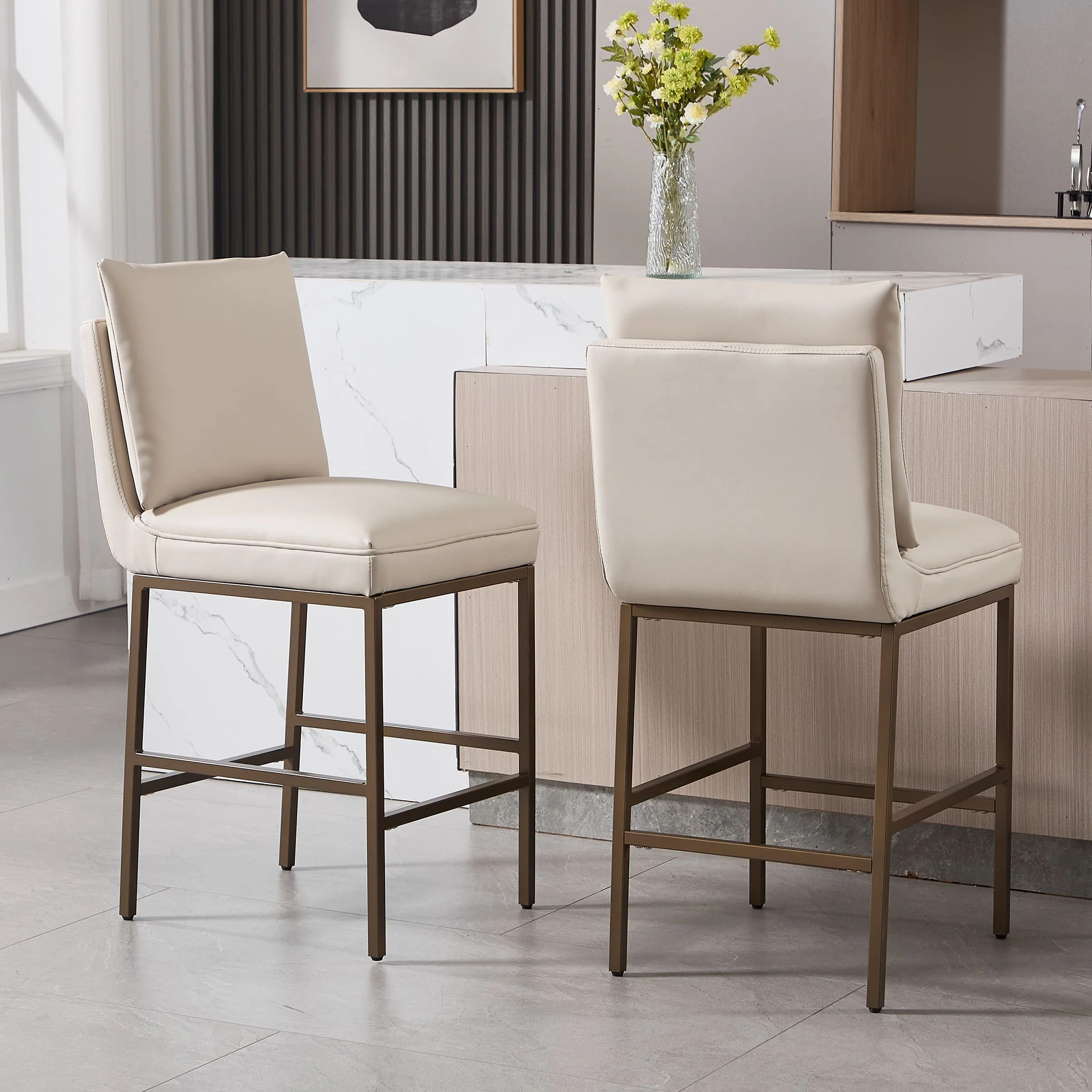 26.75" Leather Counter Height Pub Stools Set of 2 - 2009CS - Image 2