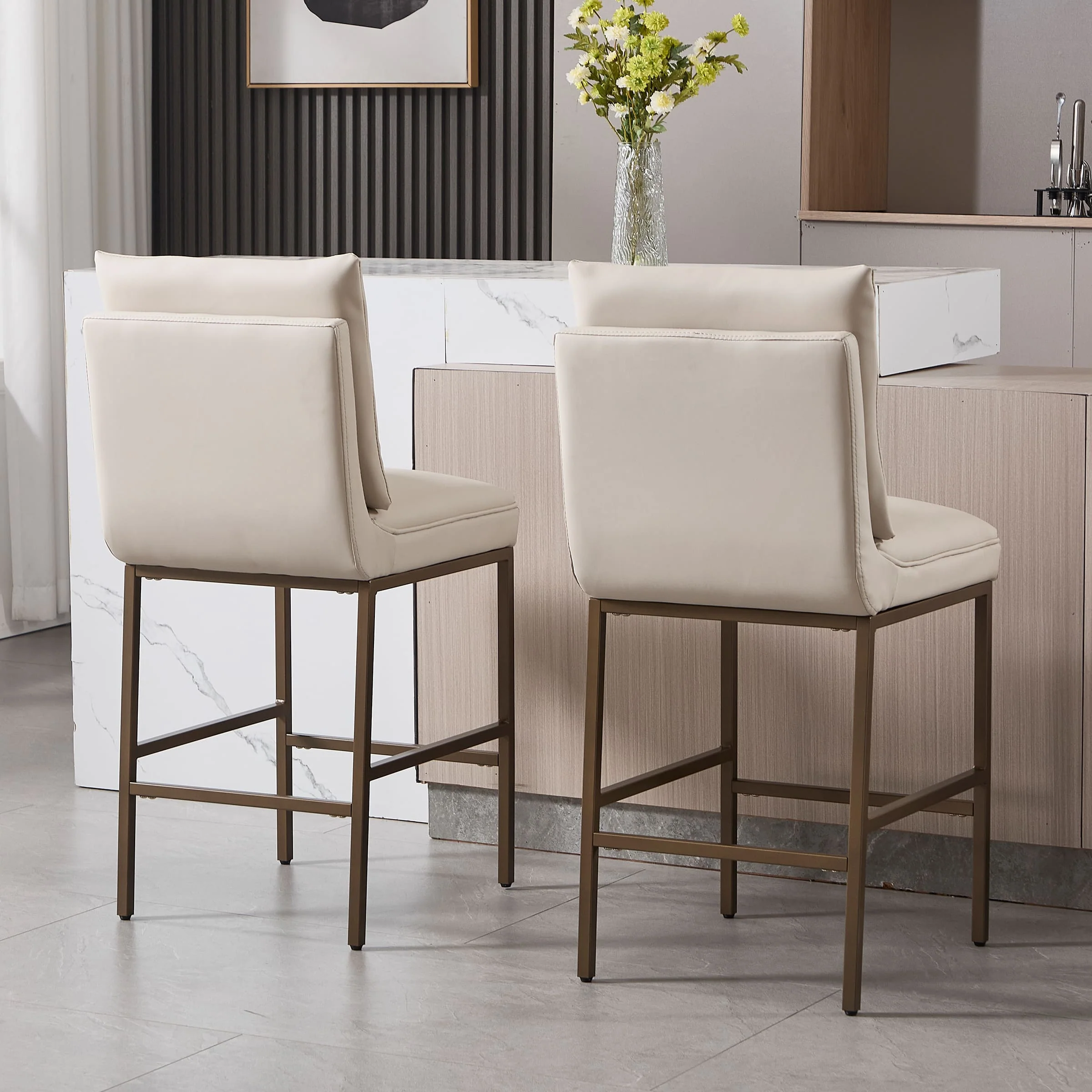 26.75" Leather Counter Height Pub Stools Set of 2 - 2009CS - Image 3