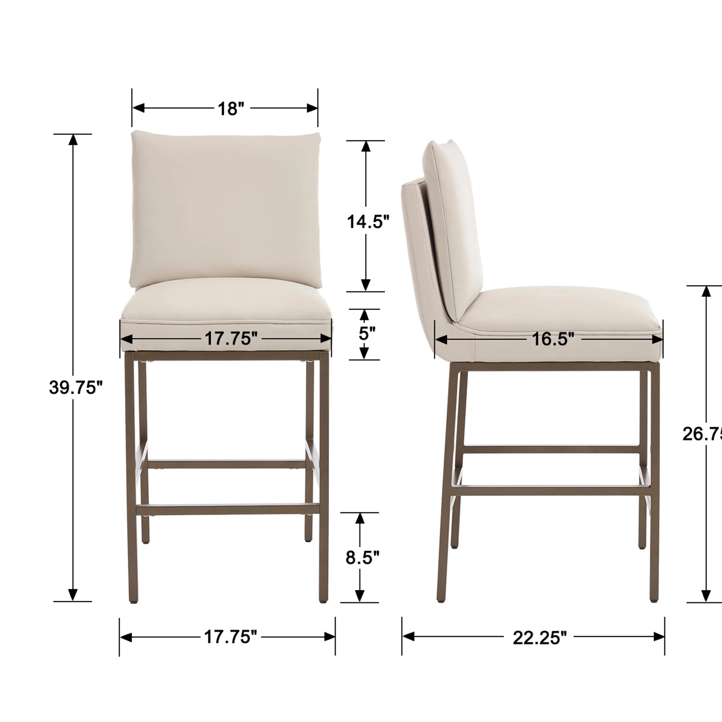 26.75" Leather Counter Height Pub Stools Set of 2 - 2009CS - Image 9