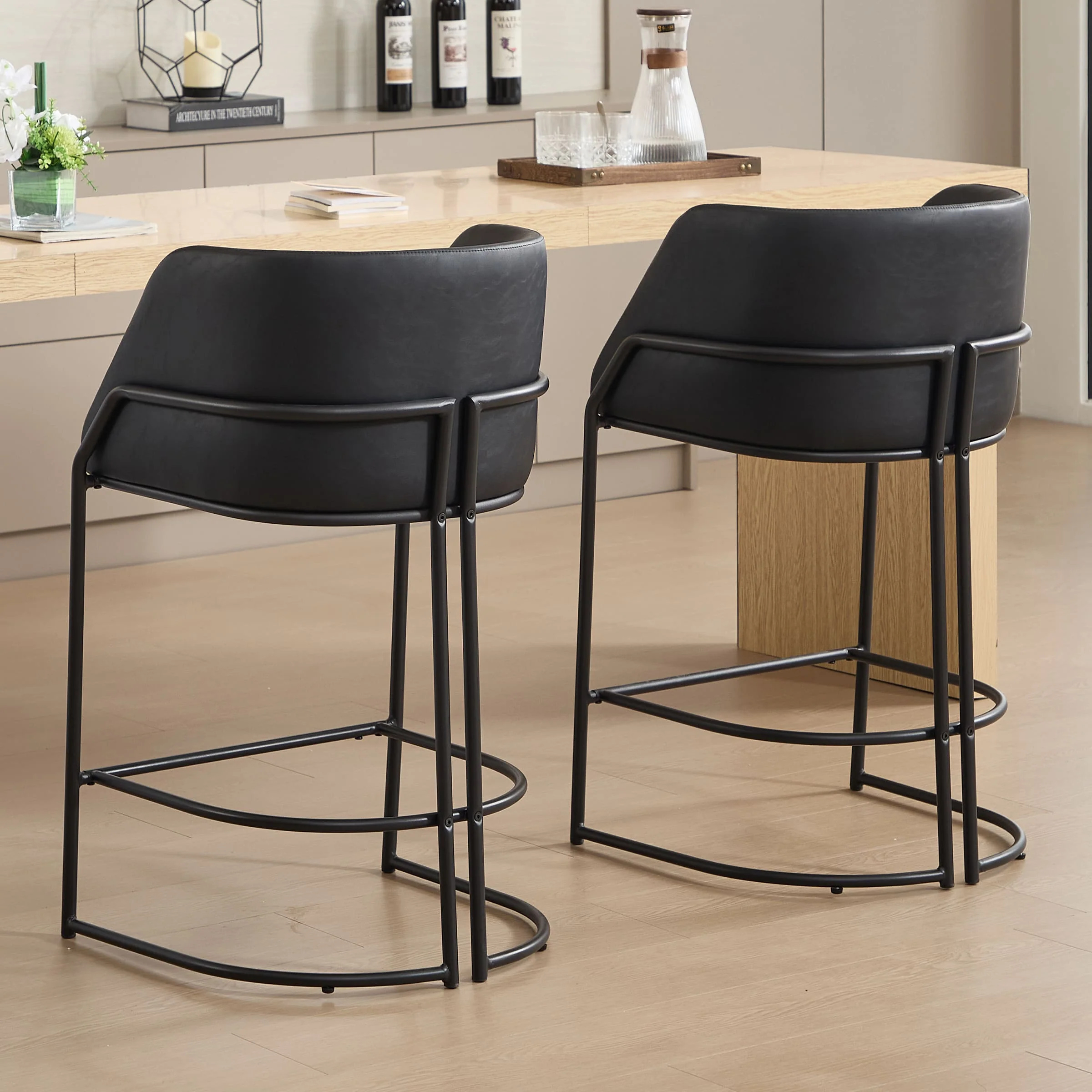 26"H Industrial Barrel Counter Stools Set of 2 - 24613CS - Image 13