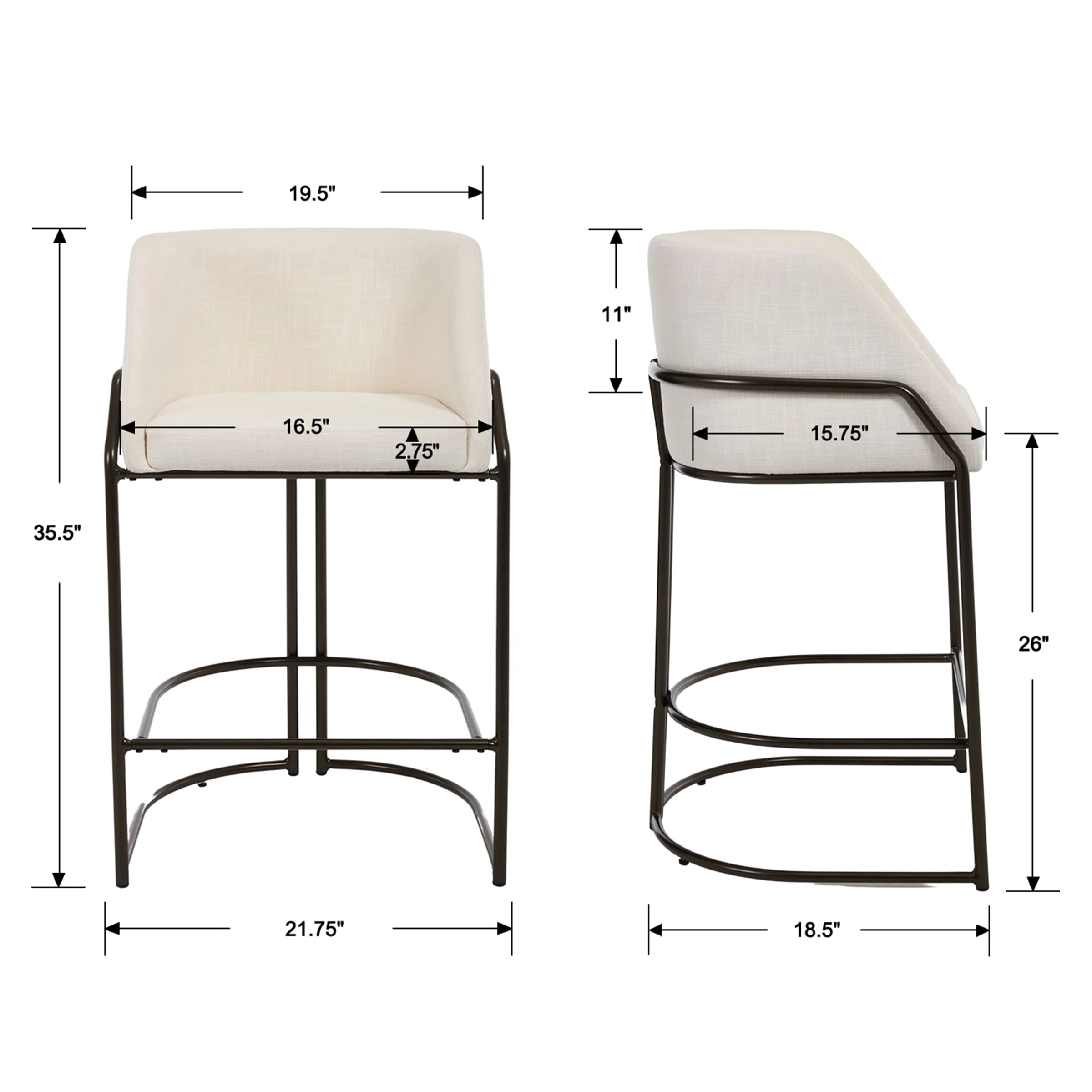 26"H Industrial Barrel Counter Stools Set of 2 - 24613CS - Image 28