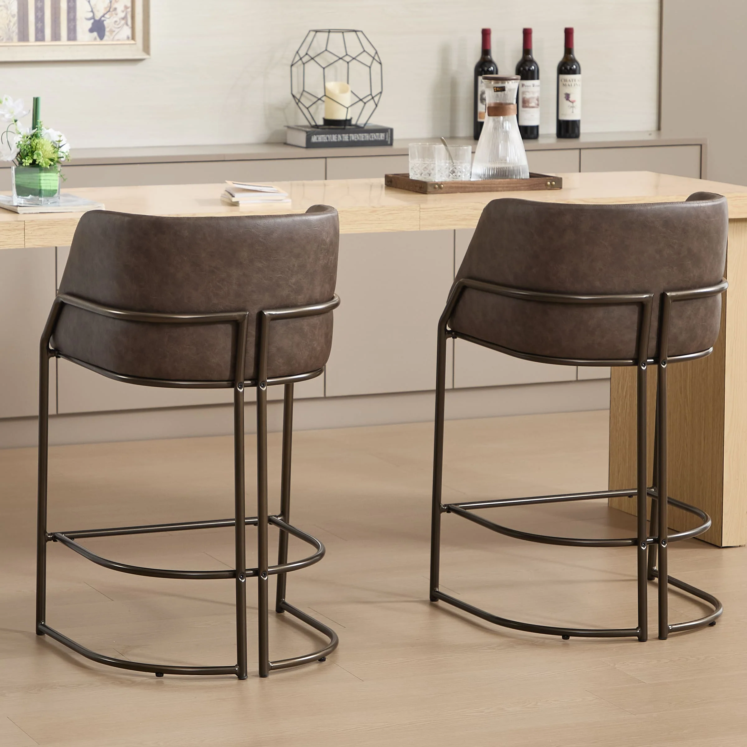 26"H Industrial Barrel Counter Stools Set of 2 - 24613CS - Image 3