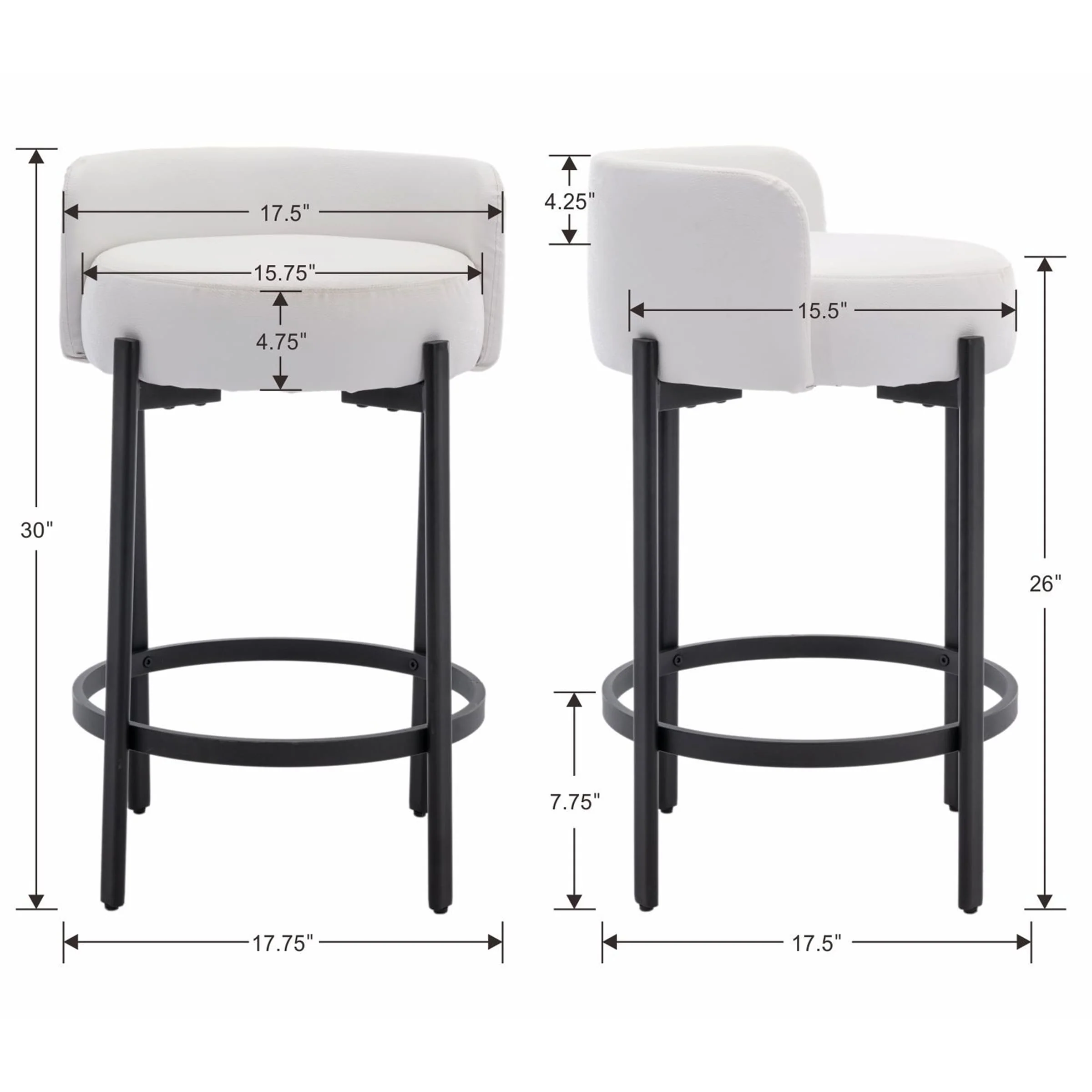 26"H Low Back Counter Stools Set of 2 - 5108CS - Image 8