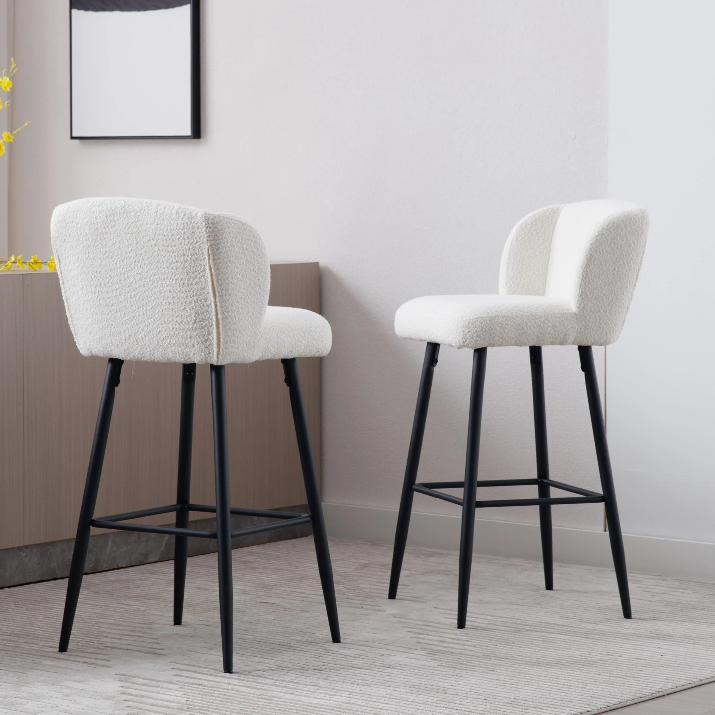 26"H Modern Back Metal Legs Counter Bar Stools Set of 2 - 2305 - Image 10